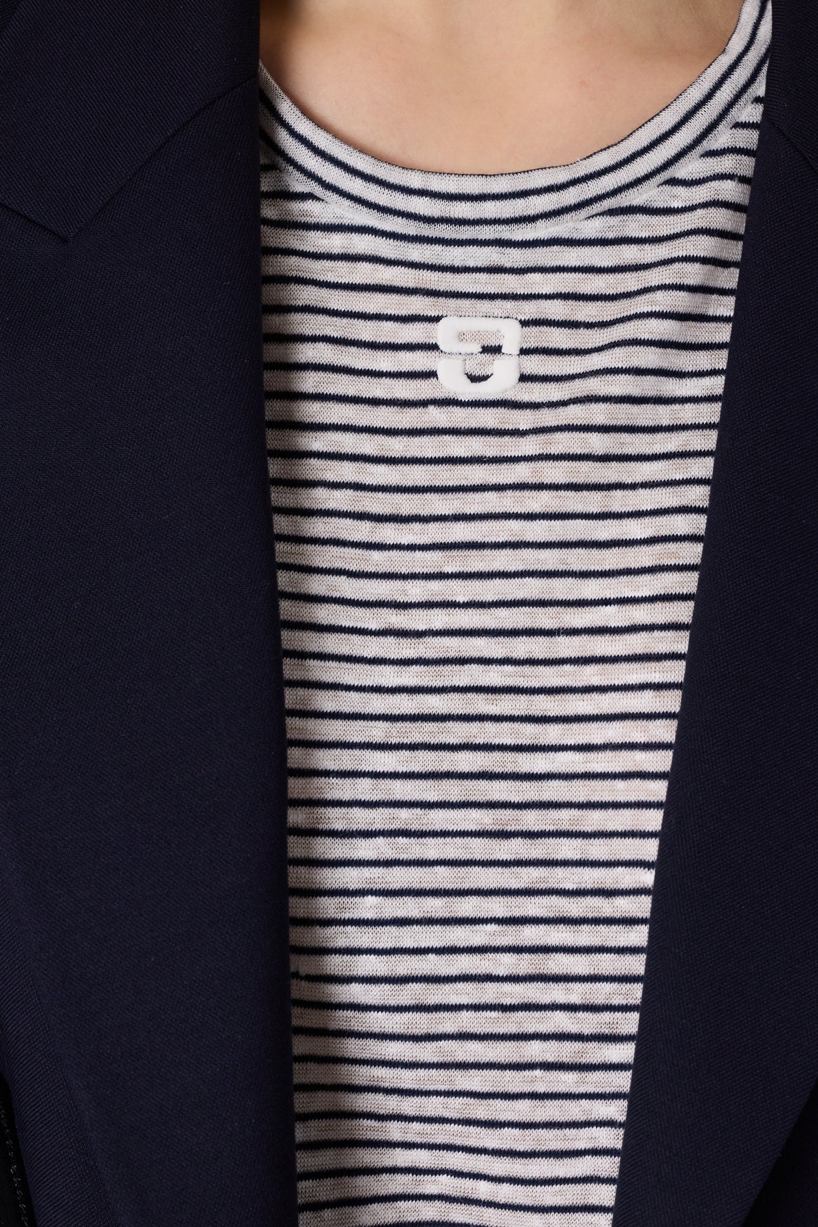 Women's T-Shirt Breathable Linen And Cotton Blend - Khaki Navy - Image 6