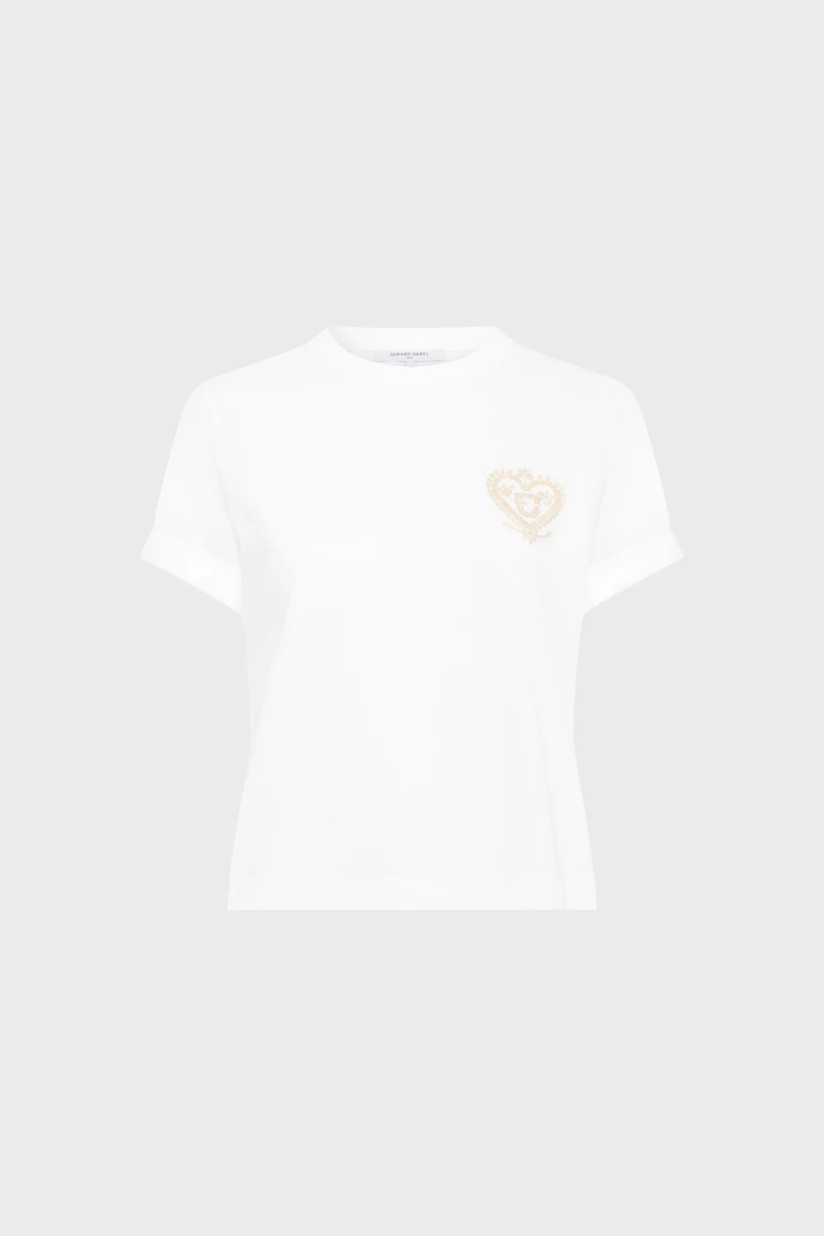Women's T-Shirt With Embroidered Coat-of-Arms 100% Cotton - White