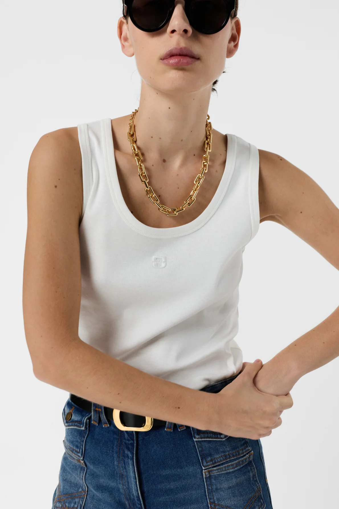 Women's Sleeveless Tank Top Round-Neck 100% Cotton - White - Image 6