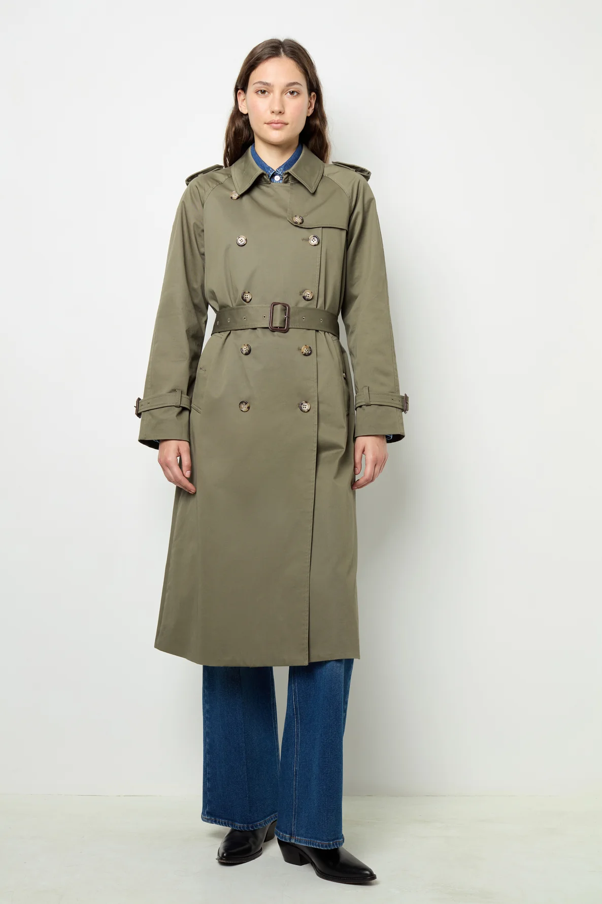 Trench Coat Dae02a301 Khaki-Green - Image 3