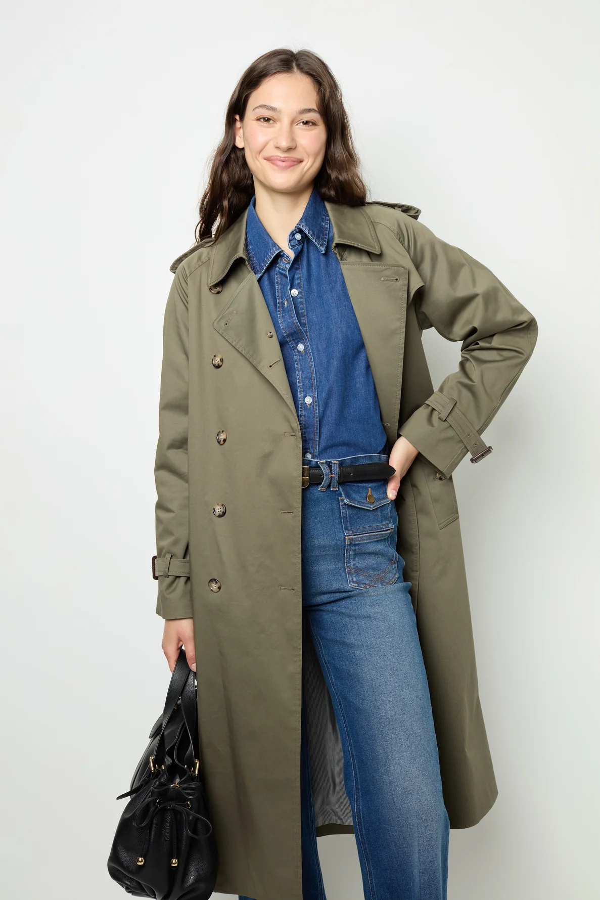 Trench Coat Dae02a301 Khaki-Green - Image 5