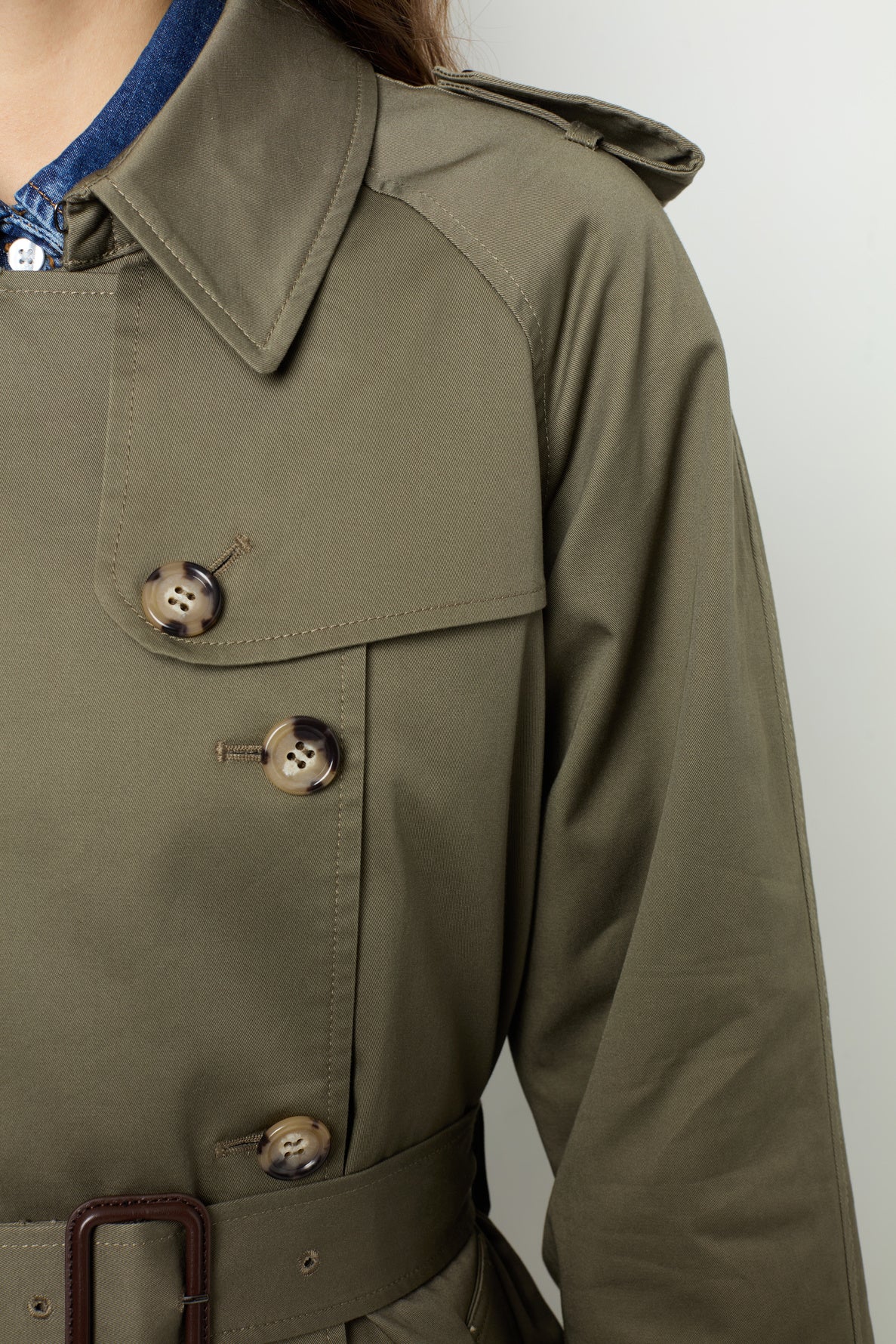 Trench Coat Dae02a301 Khaki-Green - Image 6