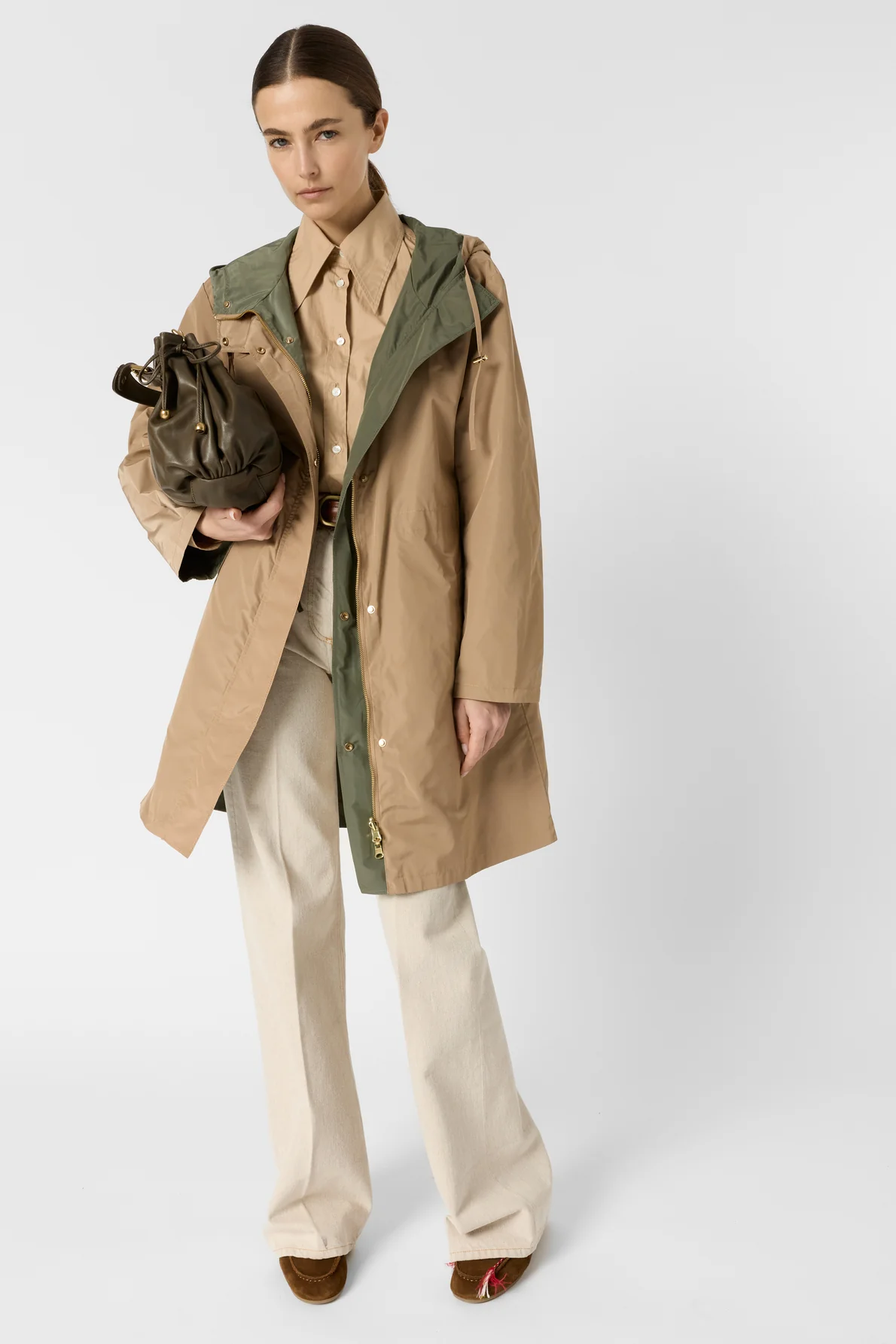 Women's Trench Coat 100% Cotton Gabardine Twill - Sand - Image 2