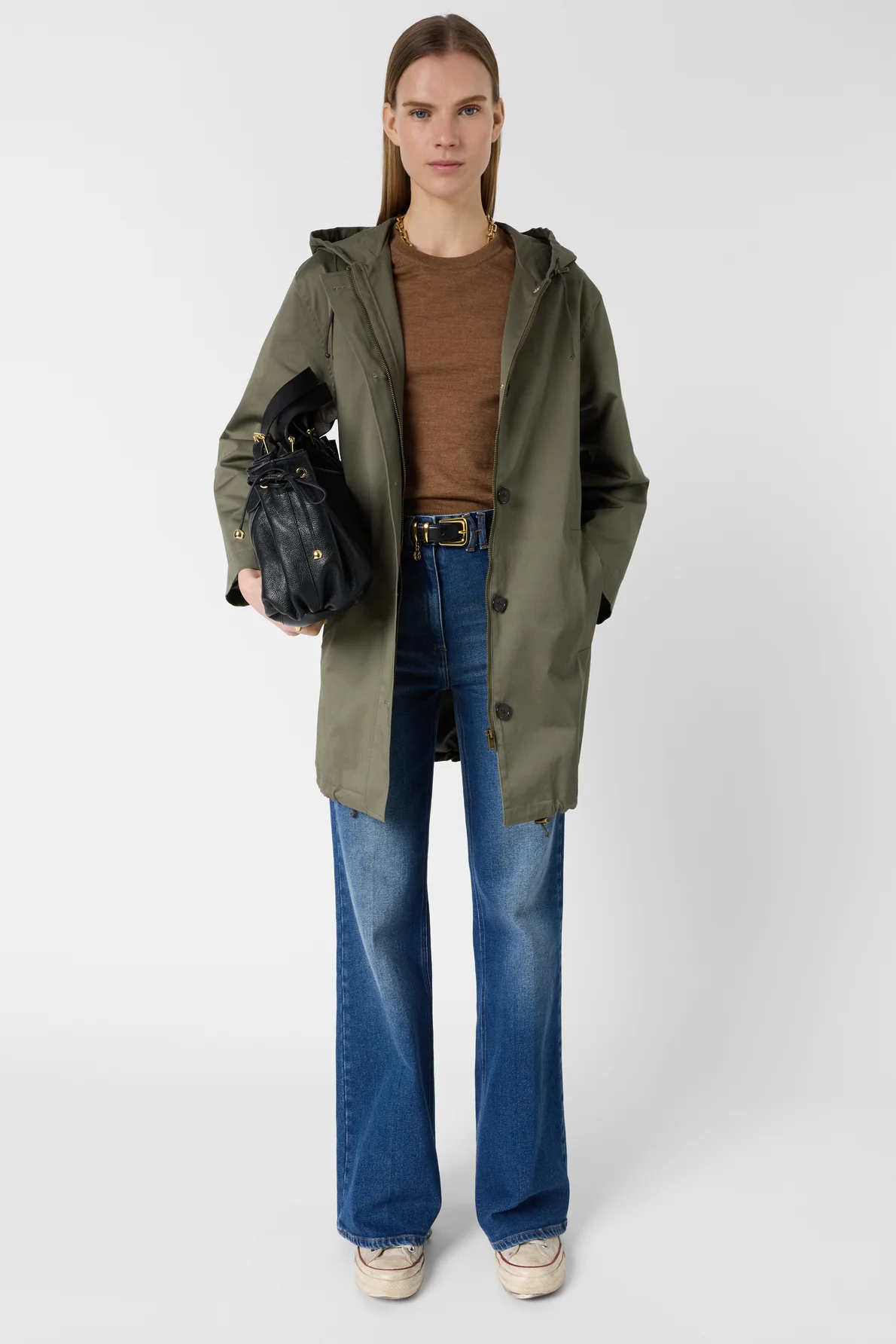 Trench Coat Dde12d005 Khaki-Green - Image 3
