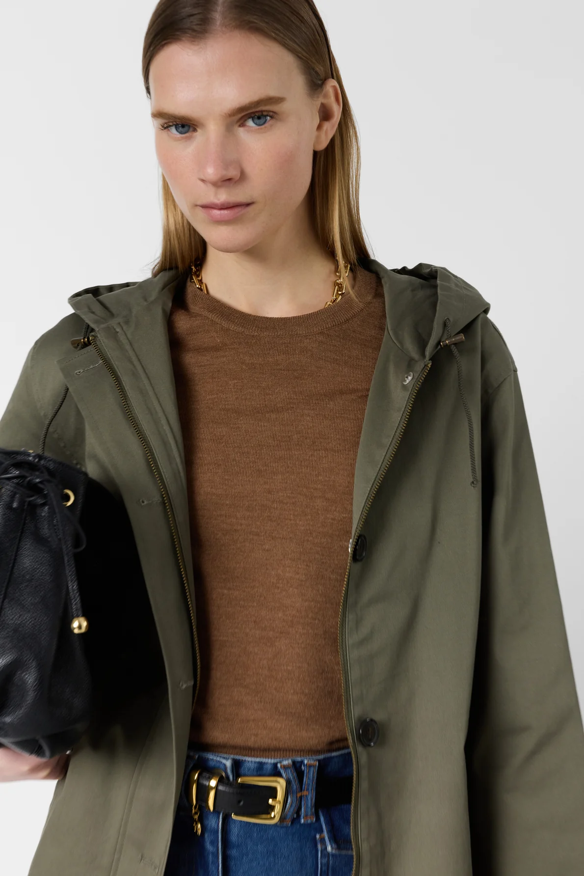 Trench Coat Dde12d005 Khaki-Green - Image 5