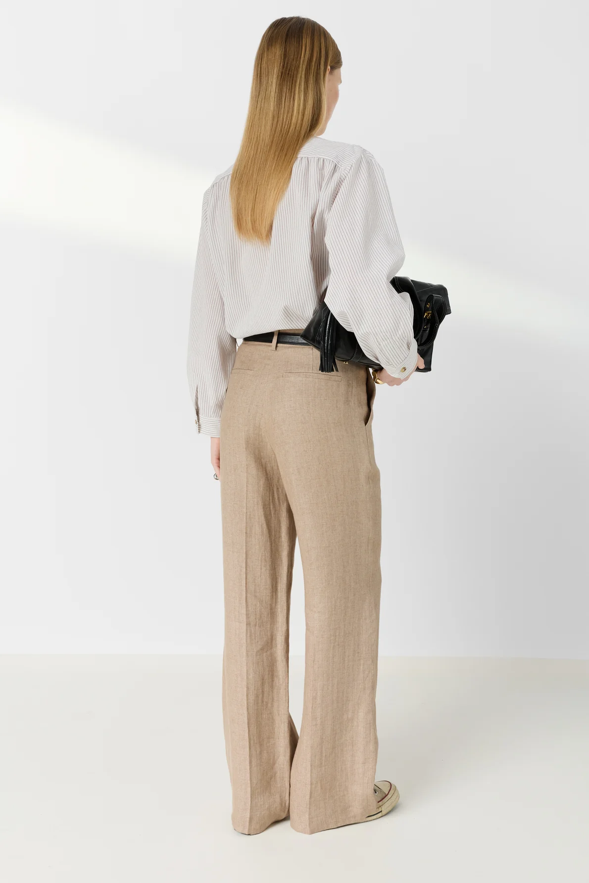 Women's Tailored Wide-Leg Trousers 100% Linen - Beige Sand - Image 4