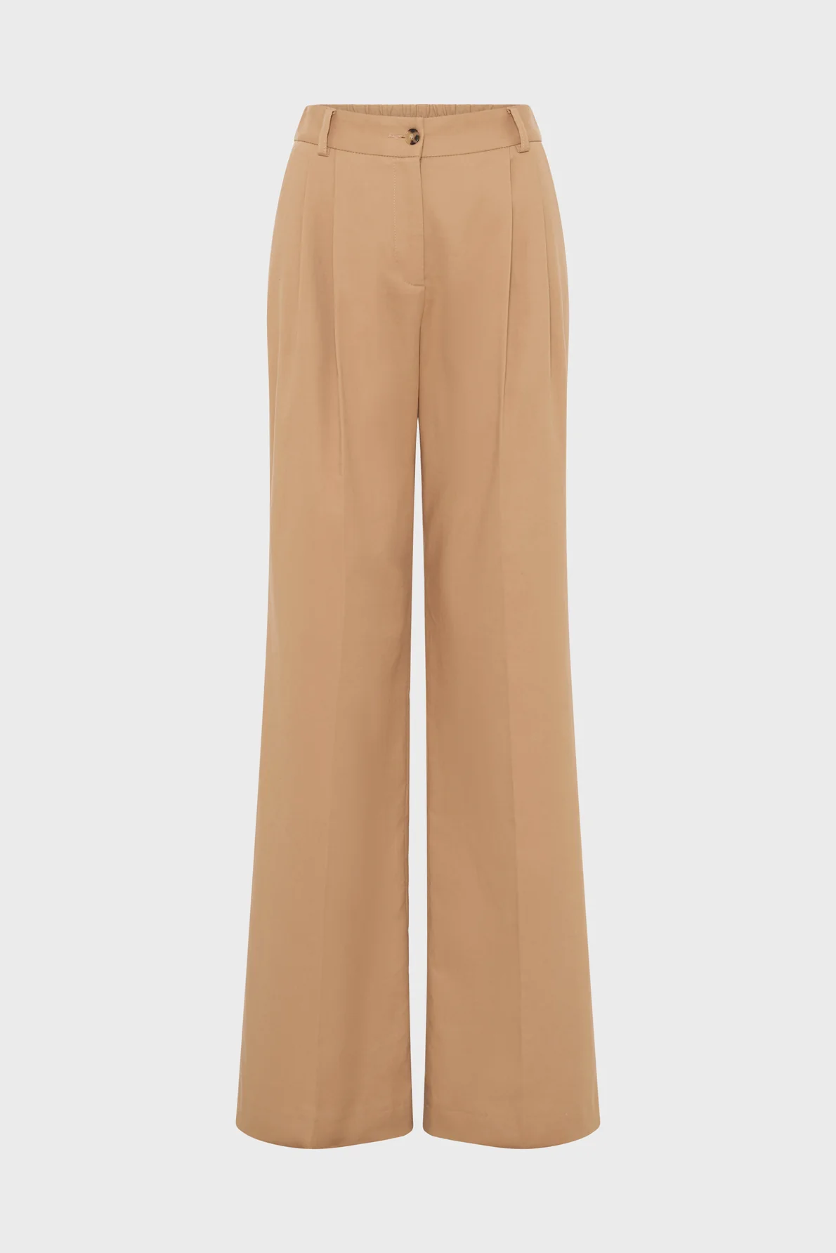 Women’s Pleated Wide-Leg Trousers 100 Percent Cotton - Camel