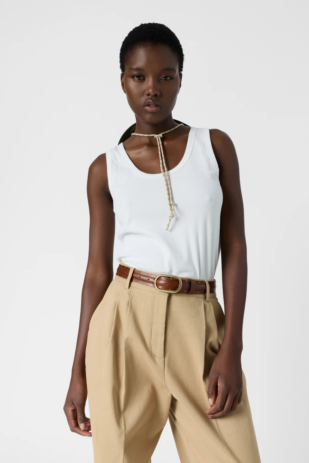 Women’s Pleated Wide-Leg Trousers 100 Percent Cotton - Camel - Image 5