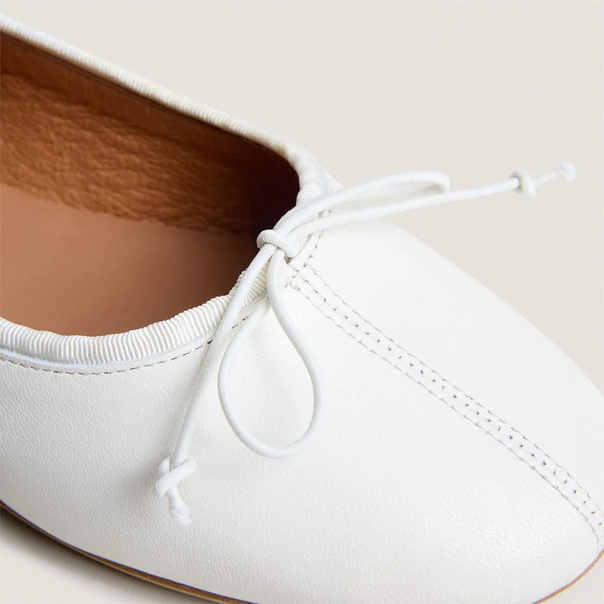 Women Ballet Flats Premium Calfskin Leather - Ecru - Image 3