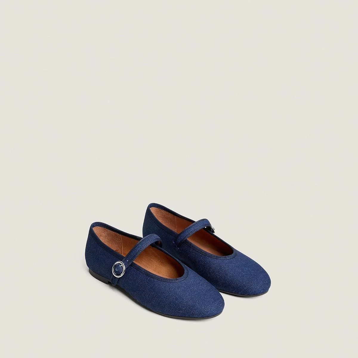 Women Ballet Flats Denim Fabric - Dark Indigo Blue Bleu-Fonce - Image 2