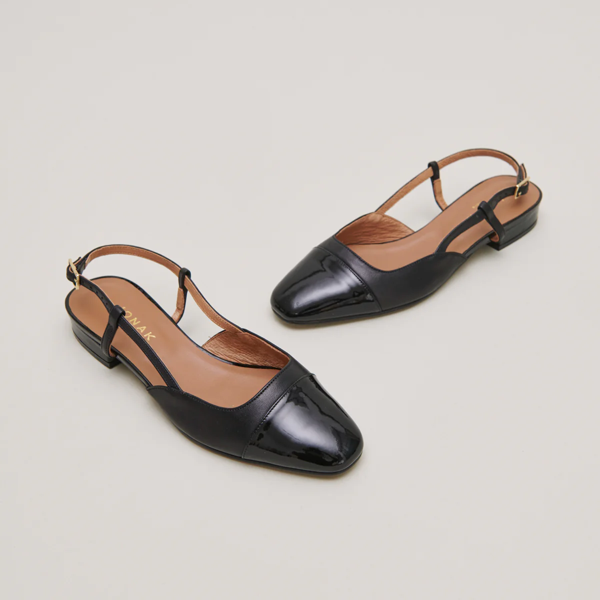 Ballerines Dhapou Vernis/cuir Noir-noir - Image 9