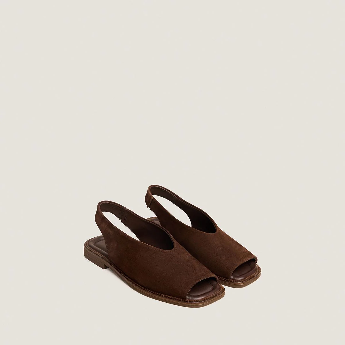 Women Ballet Flats Slingback Soft Velvet Suede - Brown Marron - Image 2