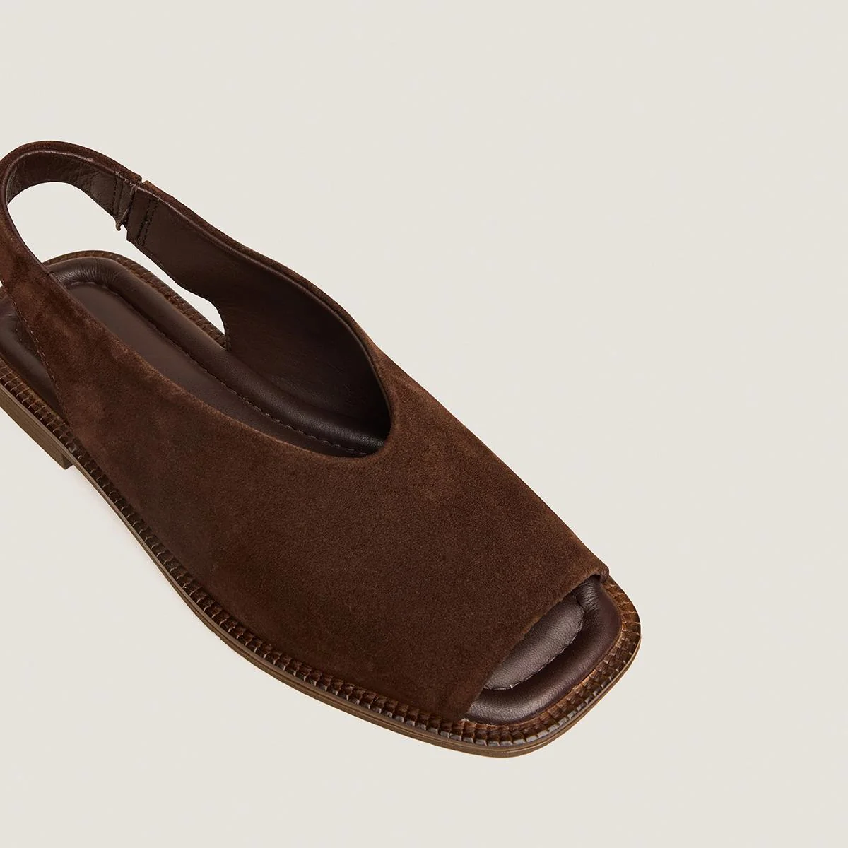 Women Ballet Flats Slingback Soft Velvet Suede - Brown Marron - Image 3
