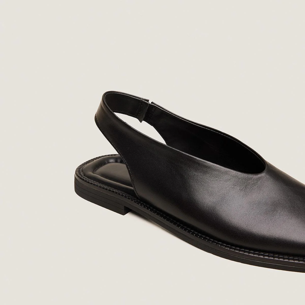 Women's Ballet Flats Genuine Full-Grain Leather - Black Noir - Image 3
