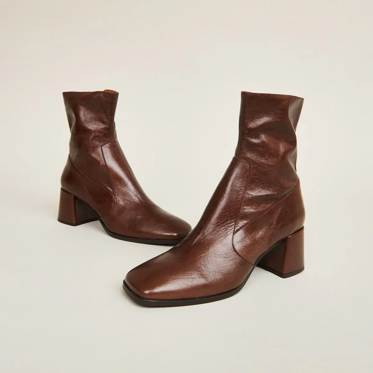 Boots Argentat Cuir Vieill Marron - Image 3
