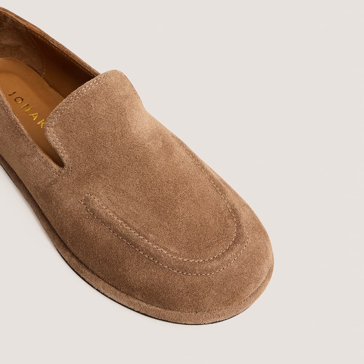 Jonak Women's June Mocassins in  Split Leather Loafers - Taupe - Image 4