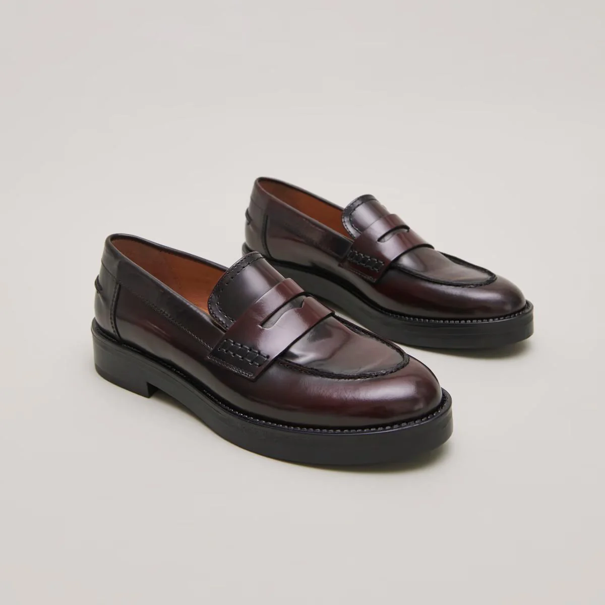 Mocassins Mirna Cuir Glace Bordeaux