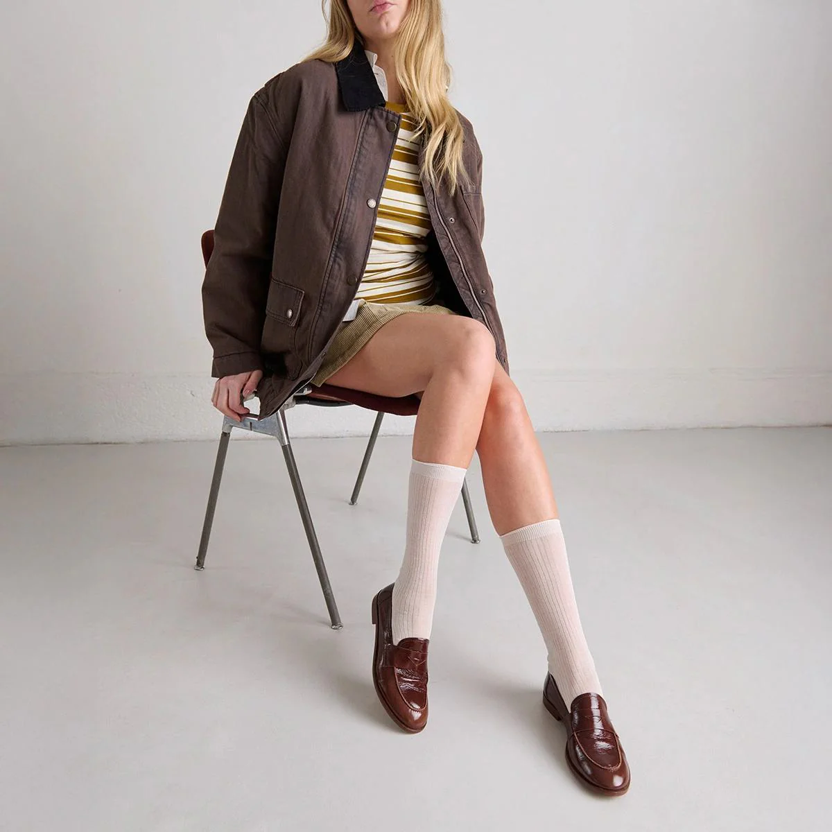 Women Moccasins Premium Full-Grain Leather - Brown Marron
