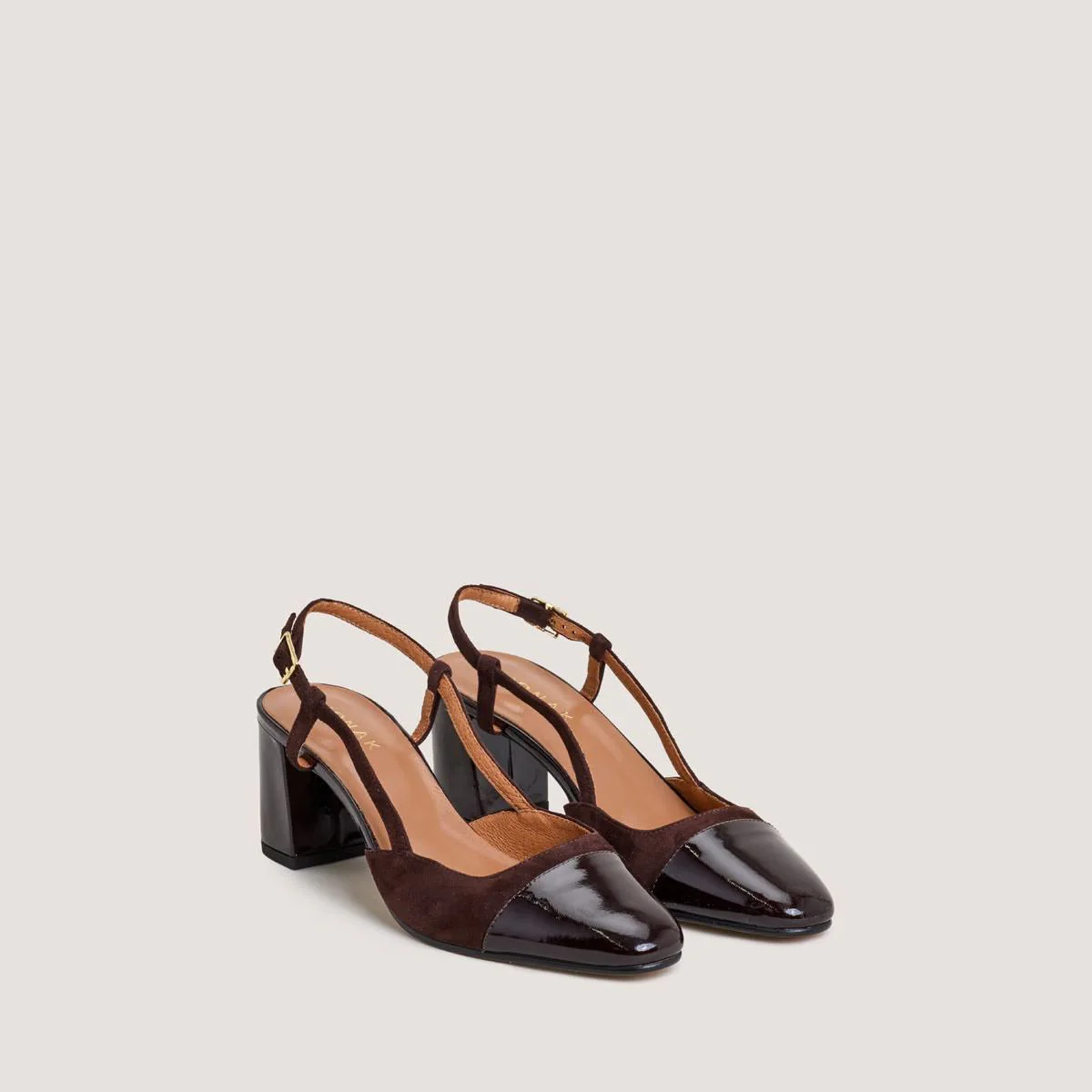 Salomes/babies Dhapop Vernis/velour Marron-Fonce-marron - Image 2