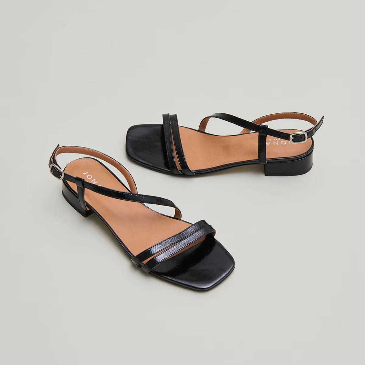 Sandales Anaya Cuir Brillant Noir