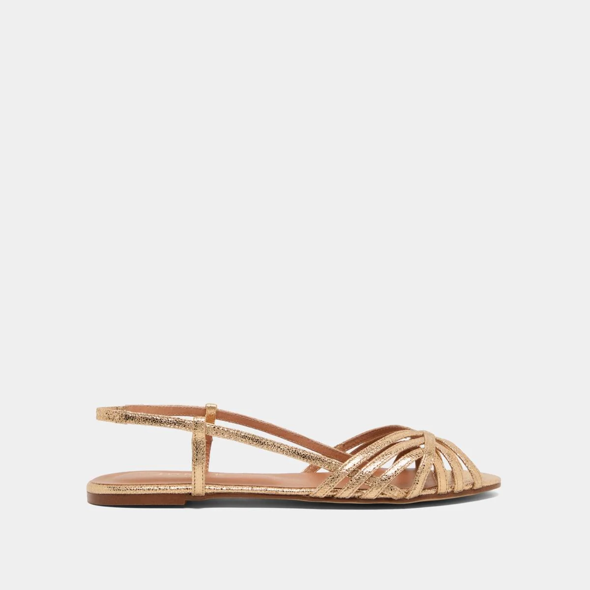 Women's Sandals Crackle Leather Finish - Antique Gold Or-Fonce - Image 2