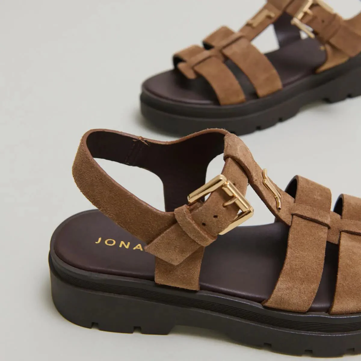 Women Sandals Soft Textured Crust Leather - Taupe - Image 3