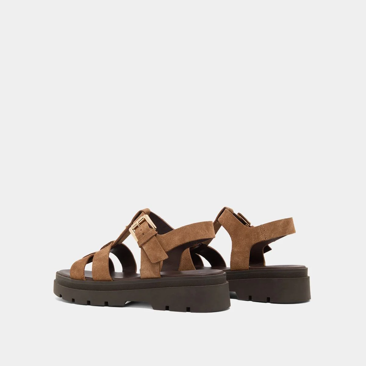 Women Sandals Soft Textured Crust Leather - Taupe - Image 4