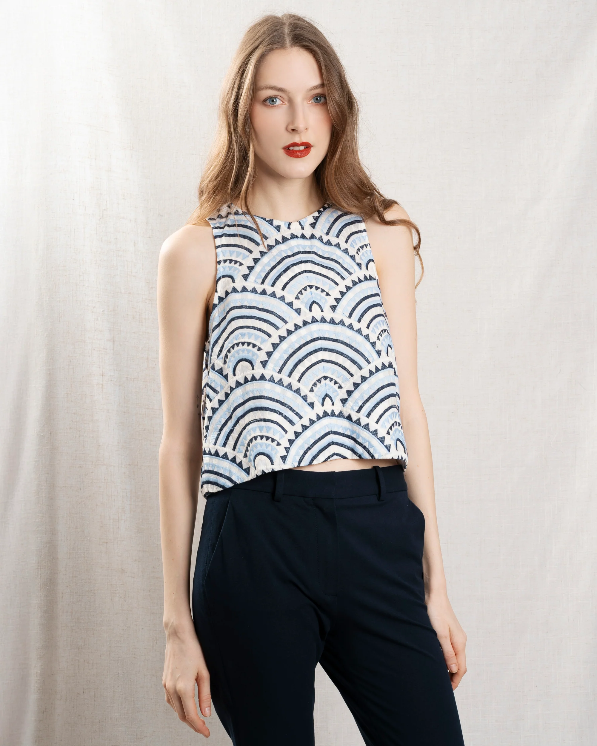 Blouse 3114164 White-Blue-Ciel