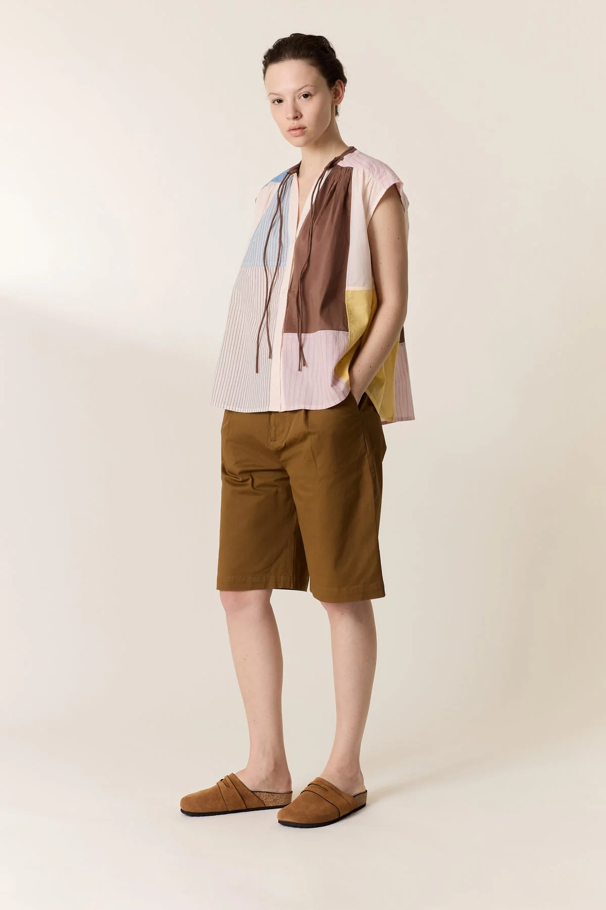 Variation 1: Womens Blouse 100 Percent Cotton Poplin - Mint Leaf Multi - Image 3