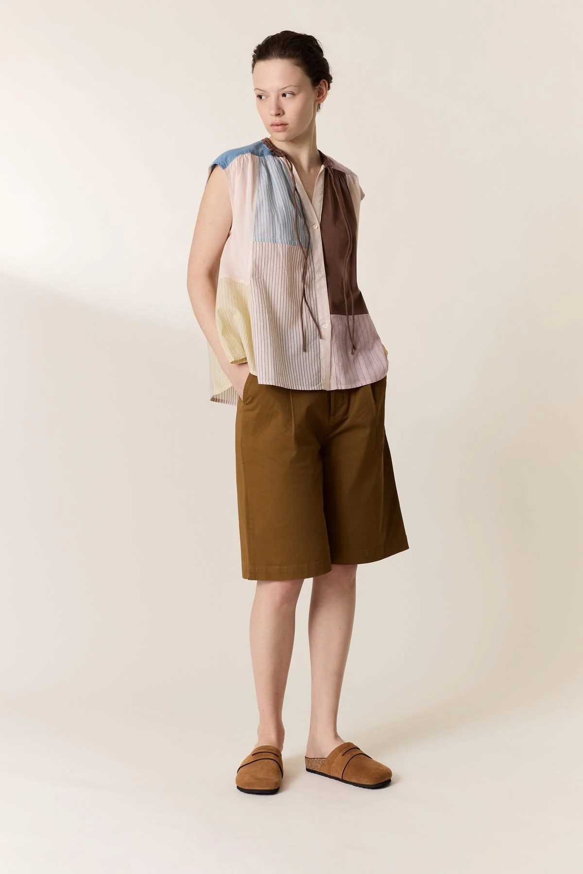 Variation 1: Womens Blouse 100 Percent Cotton Poplin - Mint Leaf Multi - Image 5
