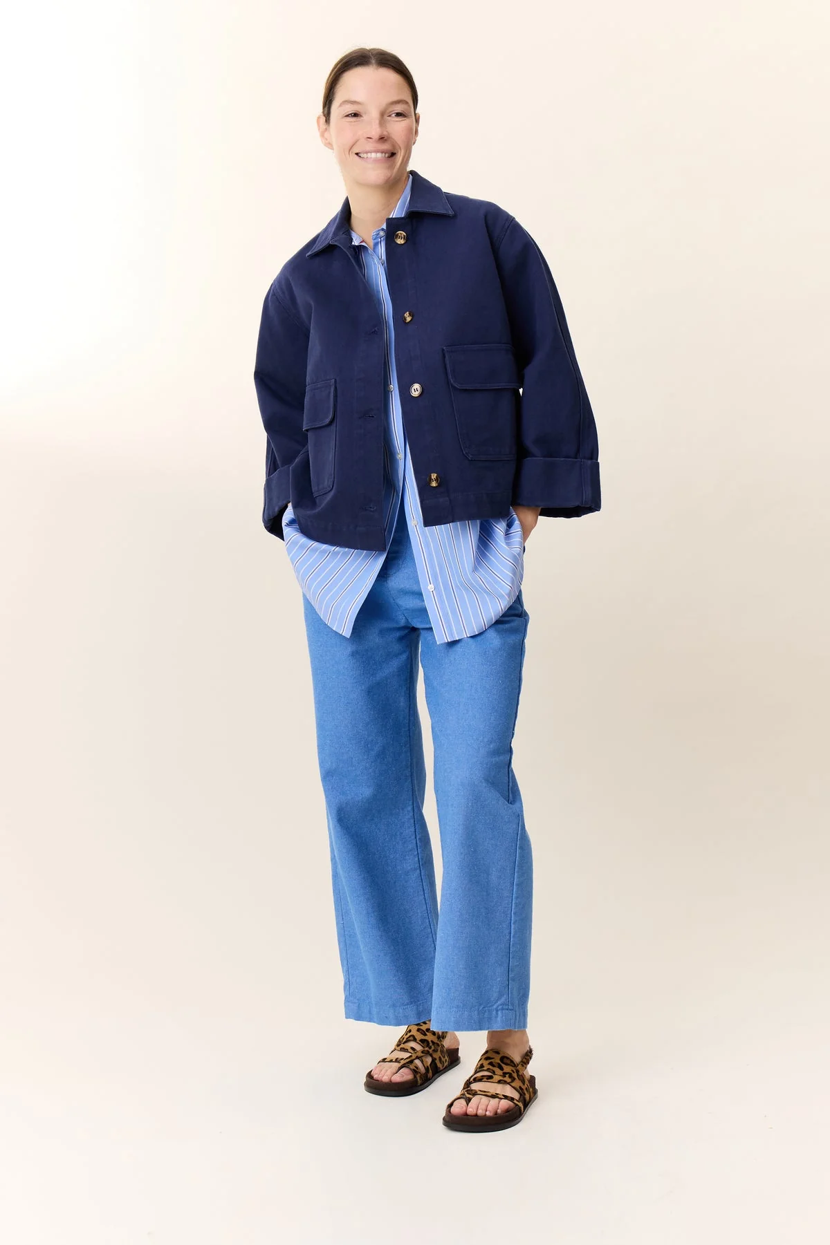 Women's Button-Down Shirt One Hundred Percent Cotton Poplin - Sky - Image 5