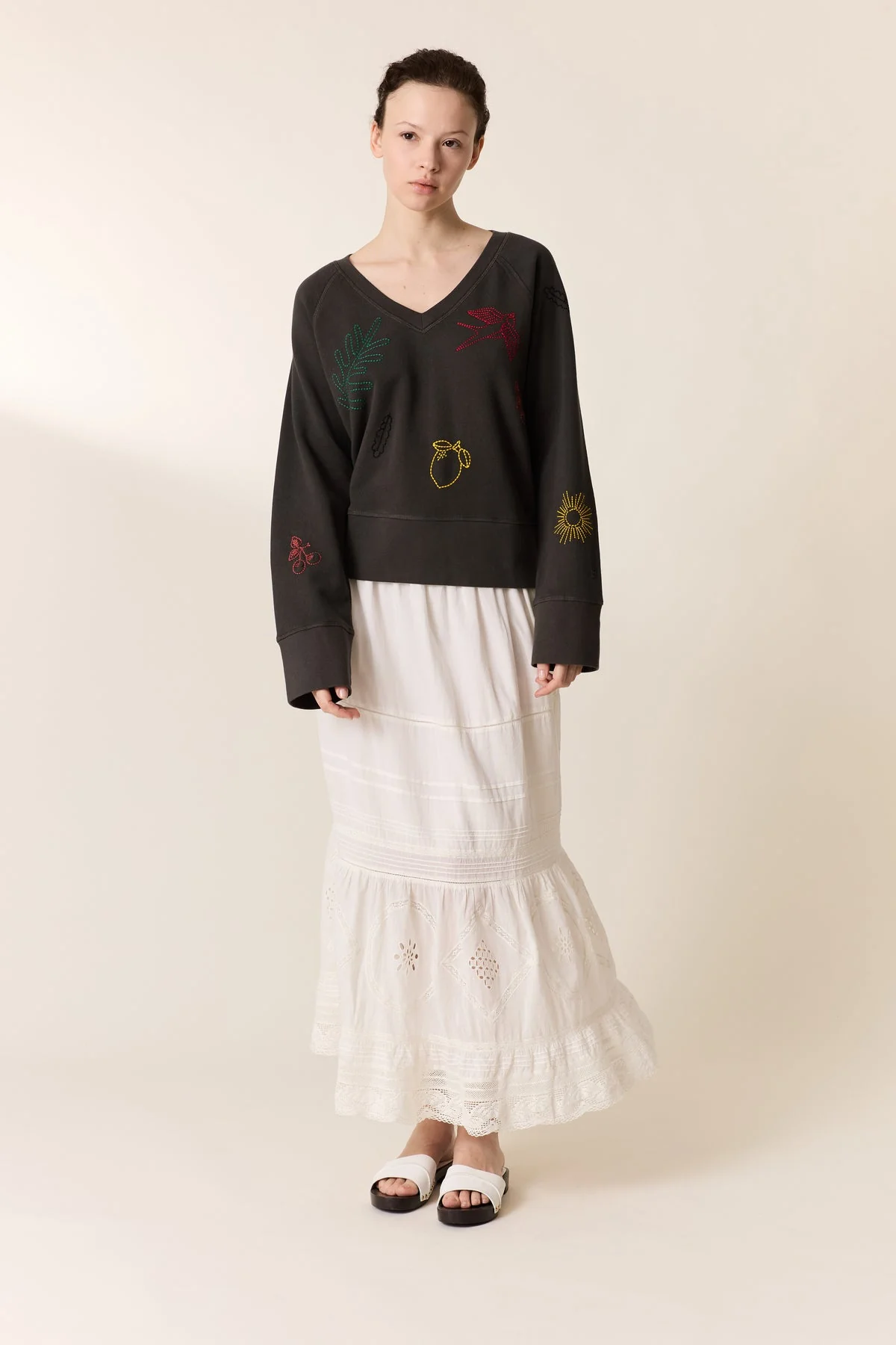 Women's Sweatshirt 100 Percent Cotton Fleece - Lemon Carbone - Image 3