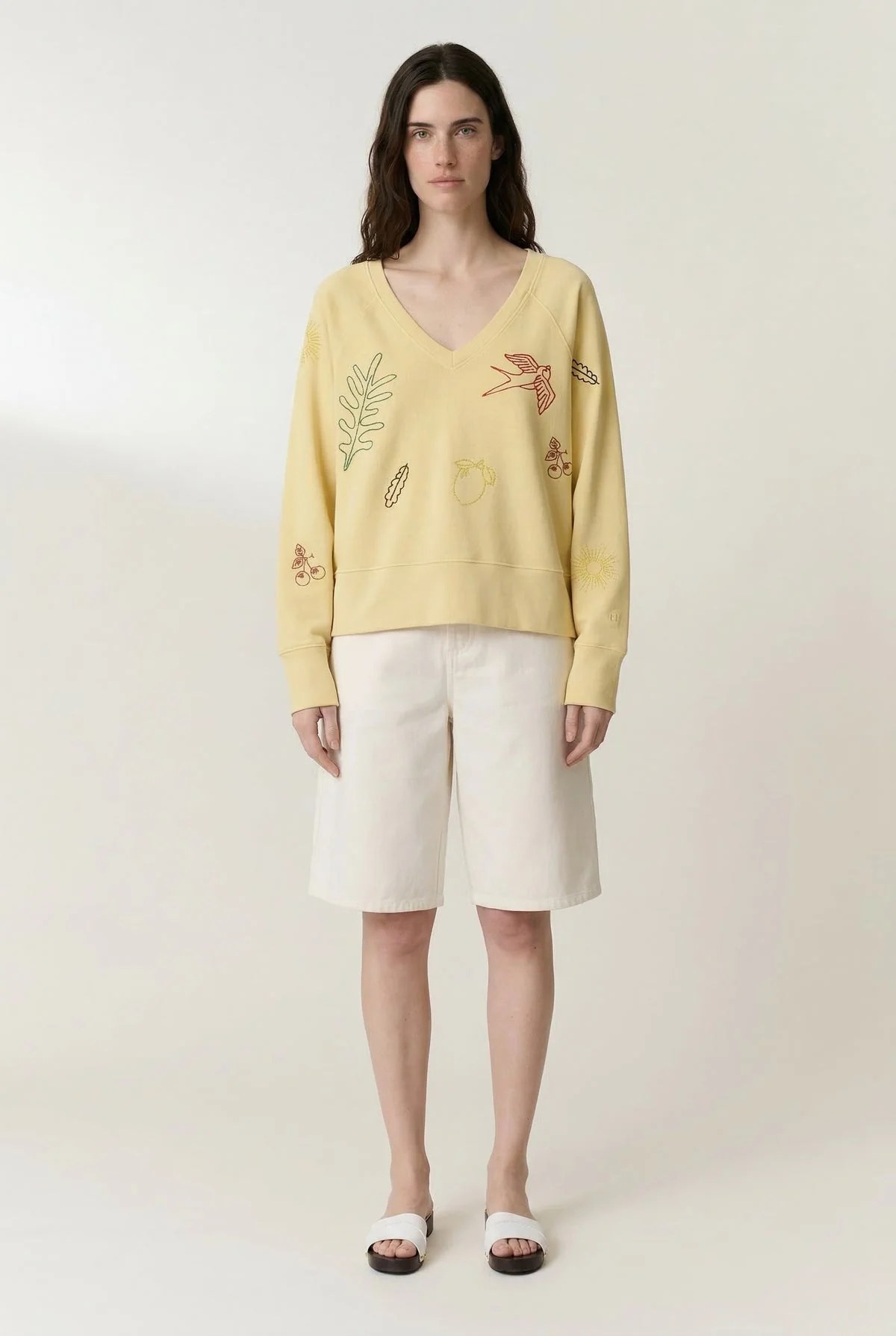 Women's Sweatshirt 100 Percent Cotton Fleece - Lemon Yellow - Image 3