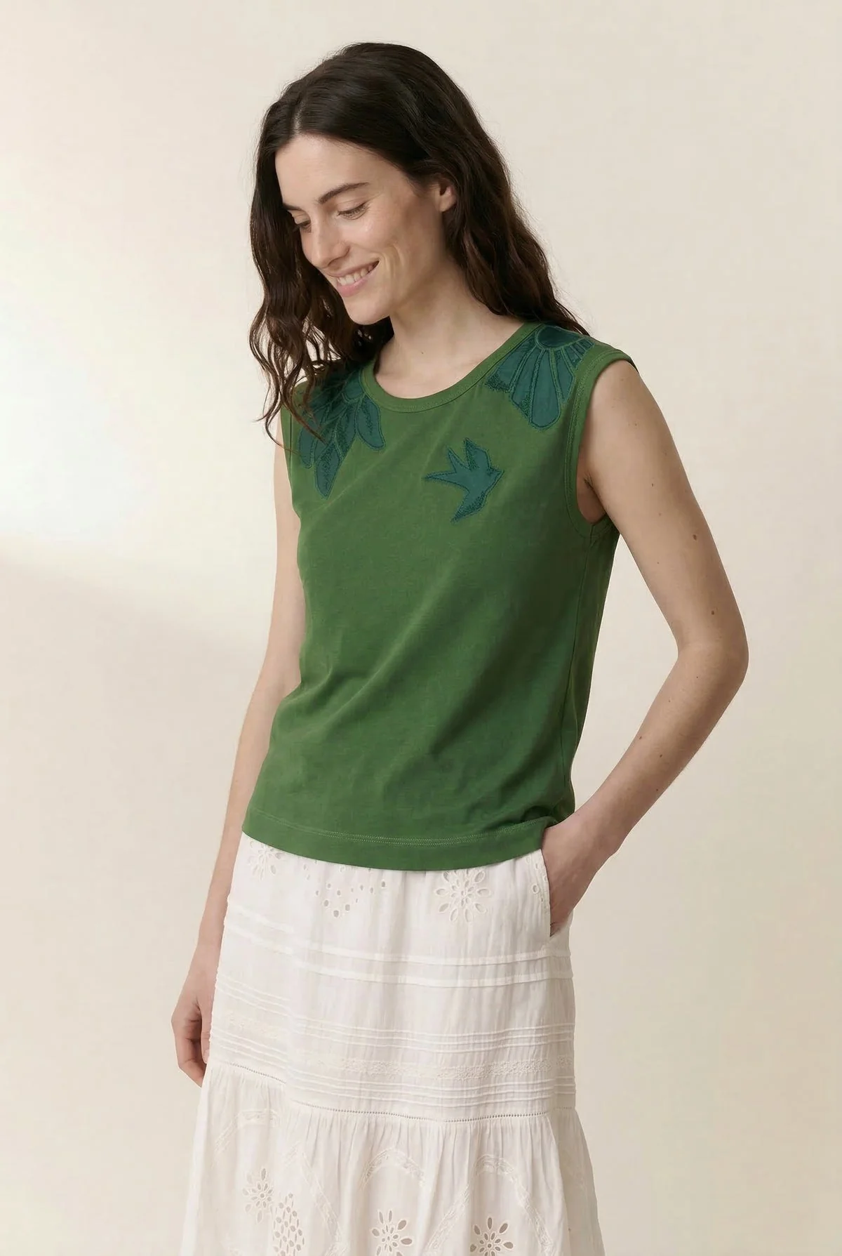 Unisex Tank Top Sleeveless Cotton Jersey Knit - Bird Green - Image 2