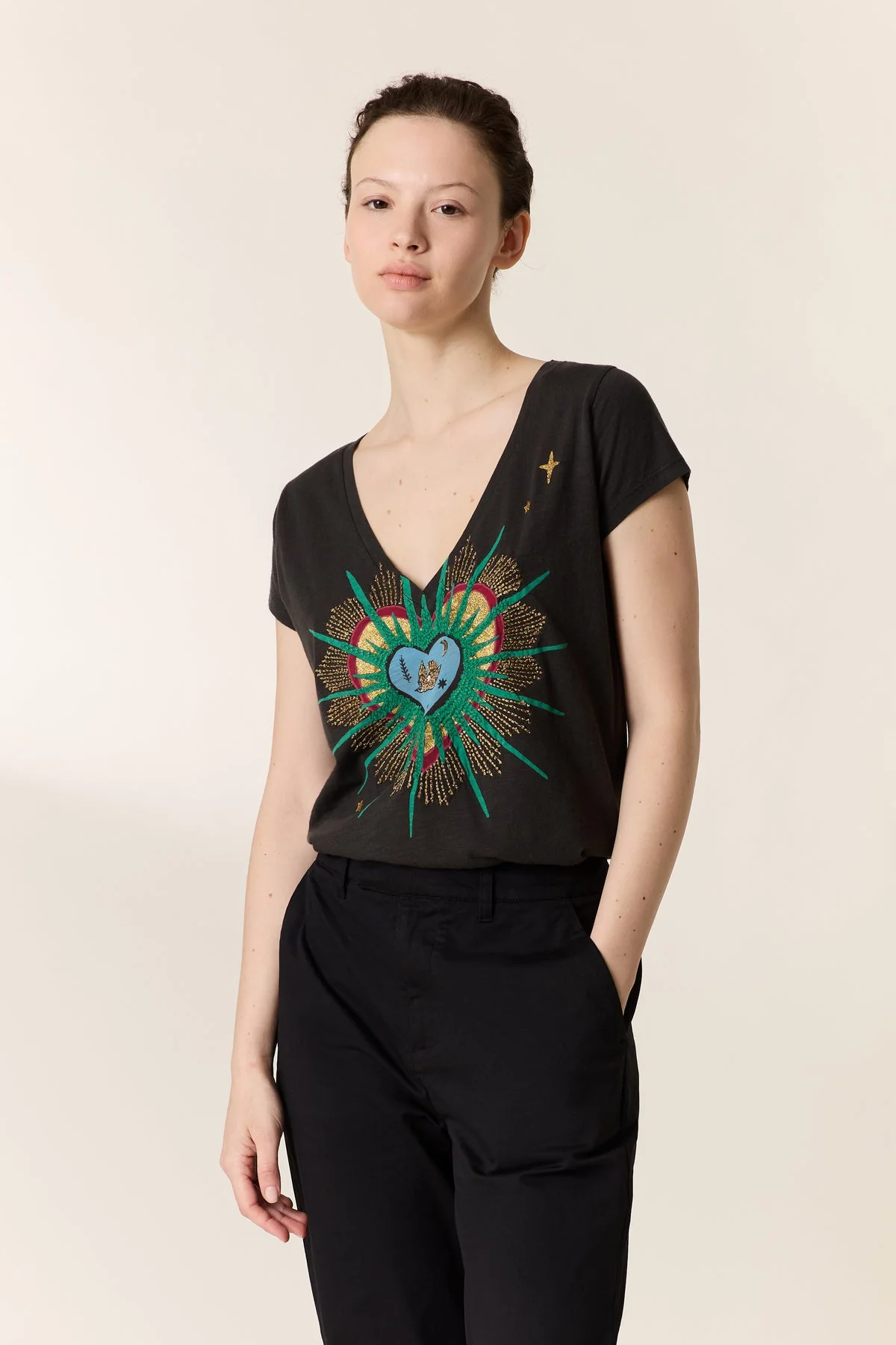 Unisex Tshirt 100% Organic Cotton Jersey - Carbone - Image 6