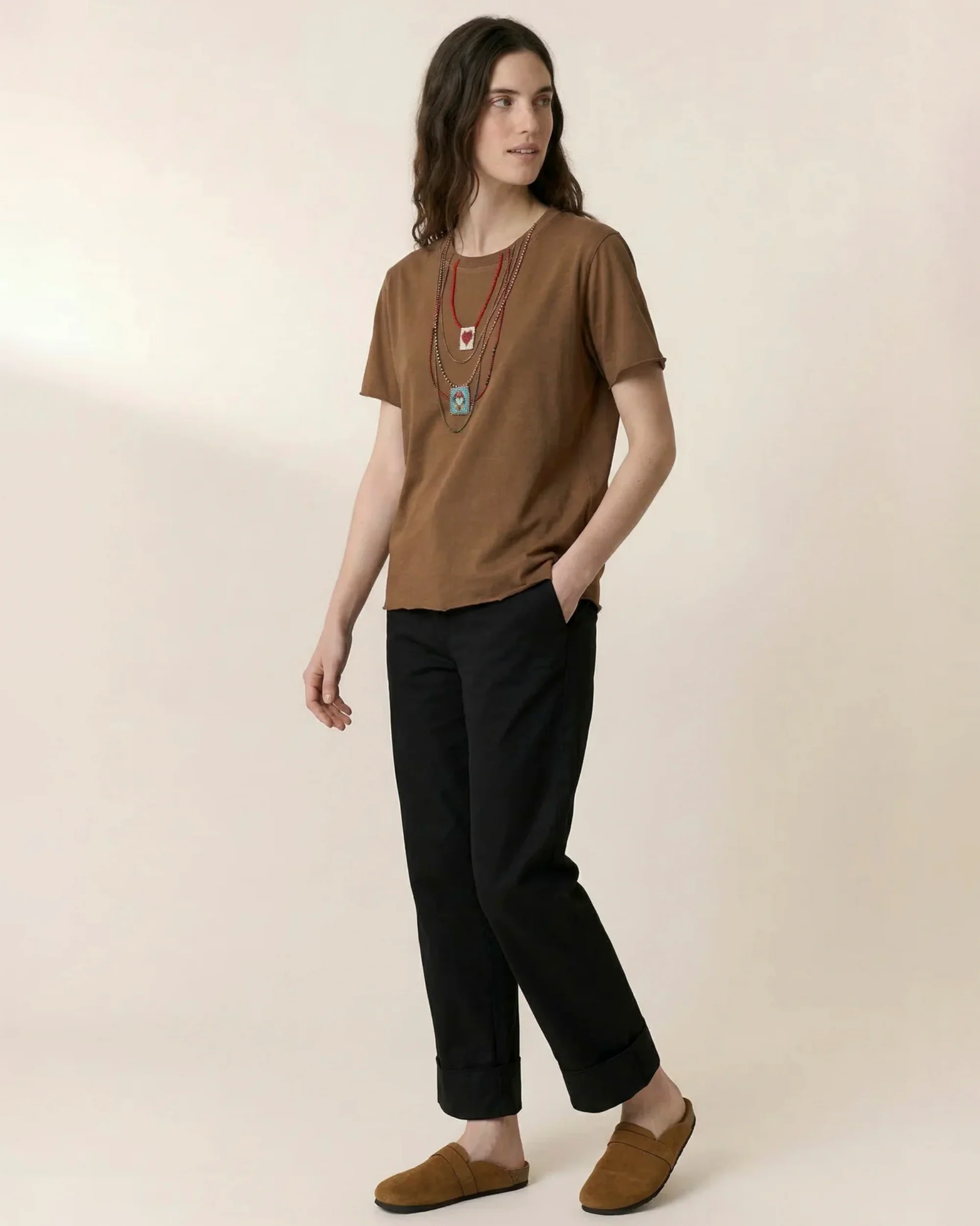 Men's T-Shirt 100 Percent Supima Cotton Knit - Summer Brown - Image 4