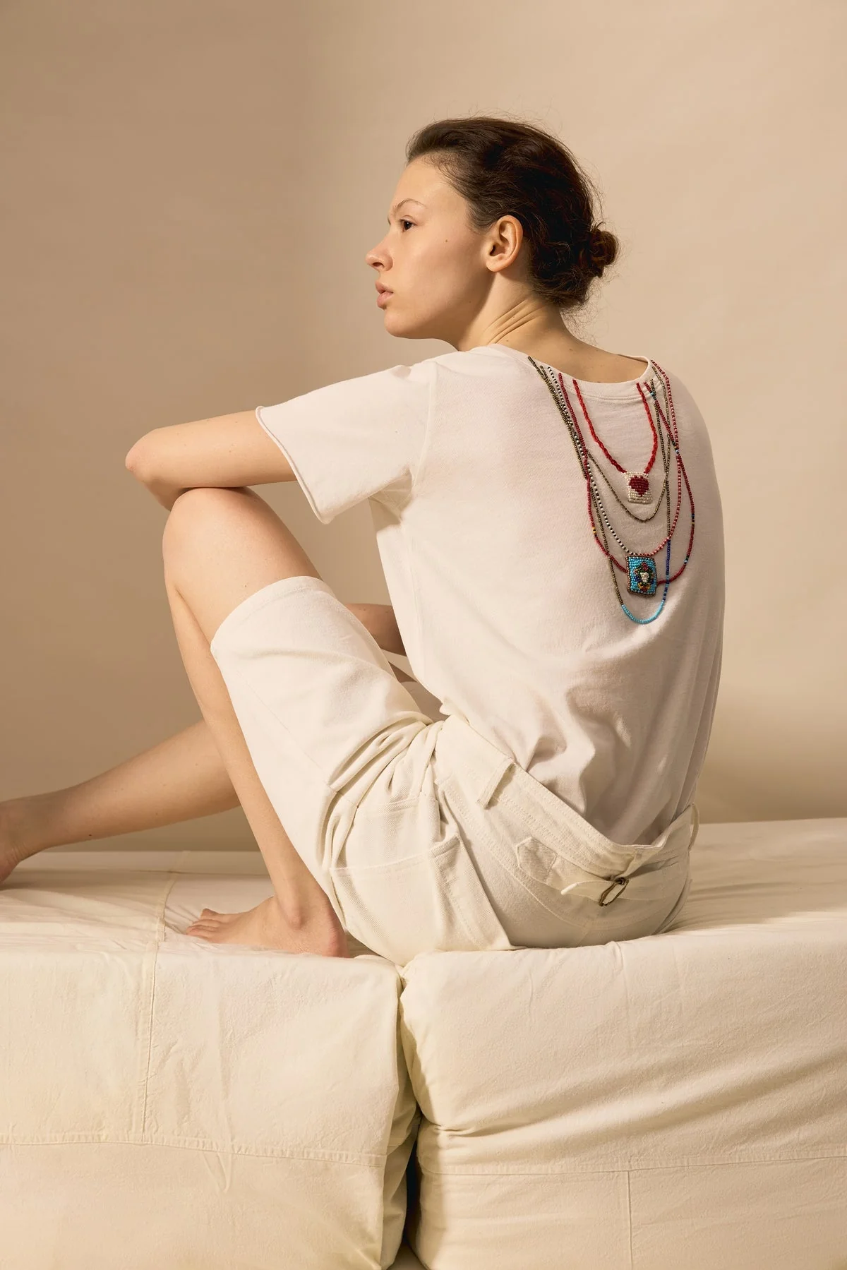 Mens Lightweight T Shirt 100 Percent Cotton Jersey Knit - Off-White - Image 8