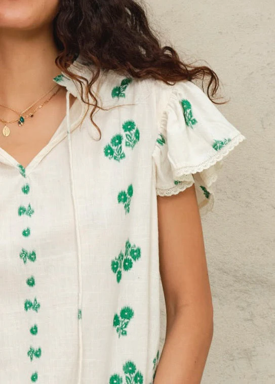 Blouse Iris Frill Top Green - Image 2