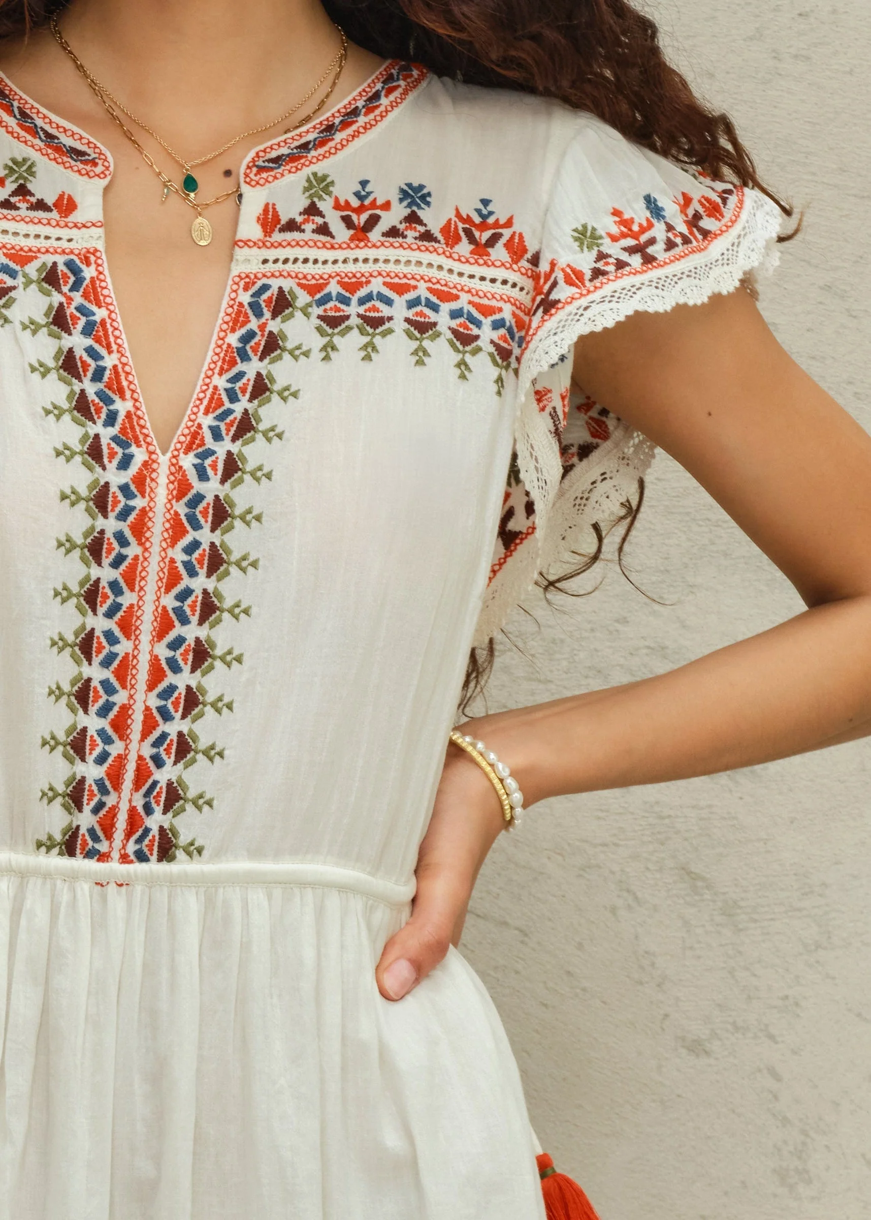 Dress Rani Emb Dress Ecru-Multi - Image 2