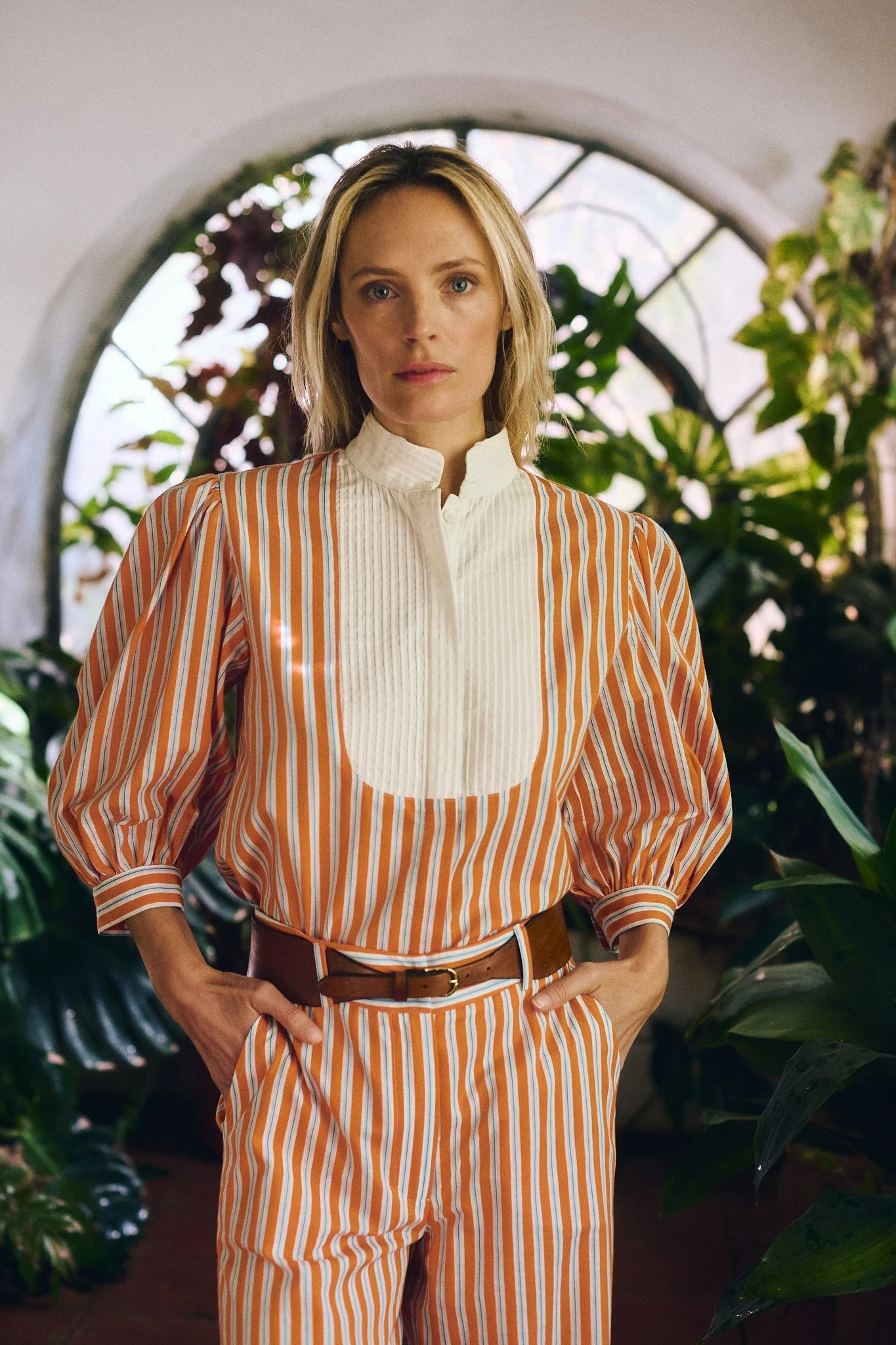 Blouse Dimitra Shirt Orange-Stripes - Image 4