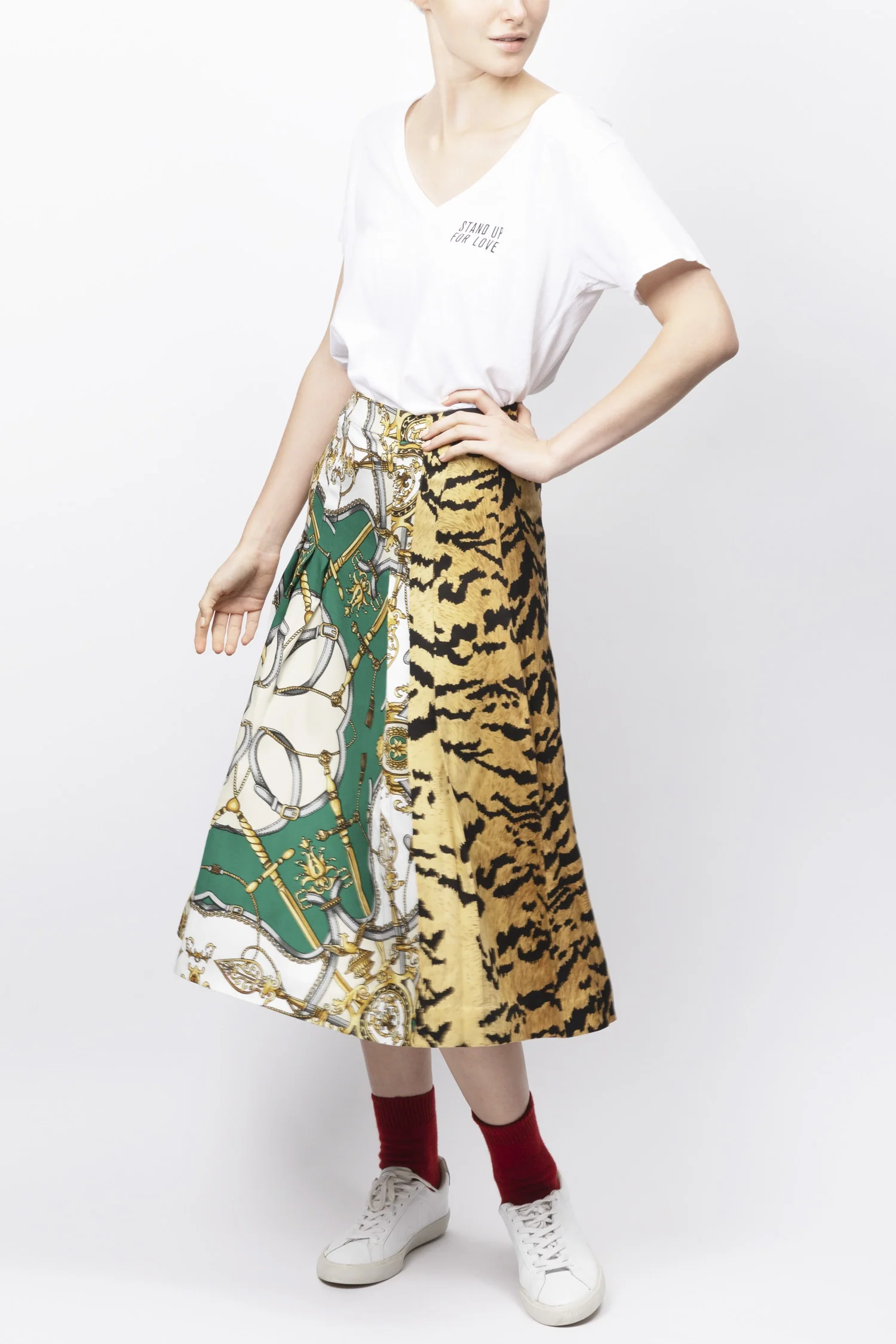 Mixed Print Midi Skirt - Image 3