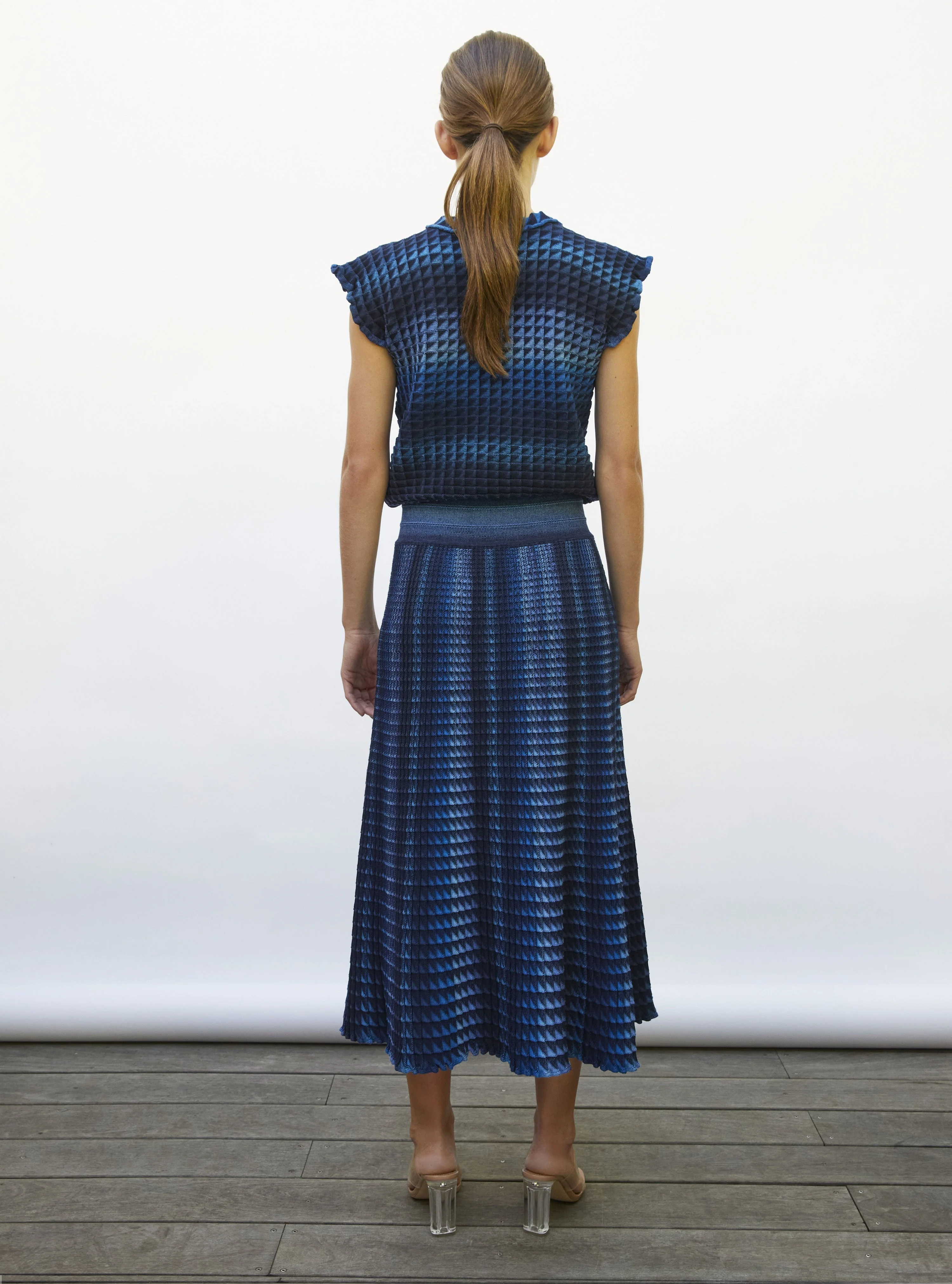Molli Women's Skirt Cocktail A-Line Midi Knit Cotton Wool - Midnight-Denim - Image 5