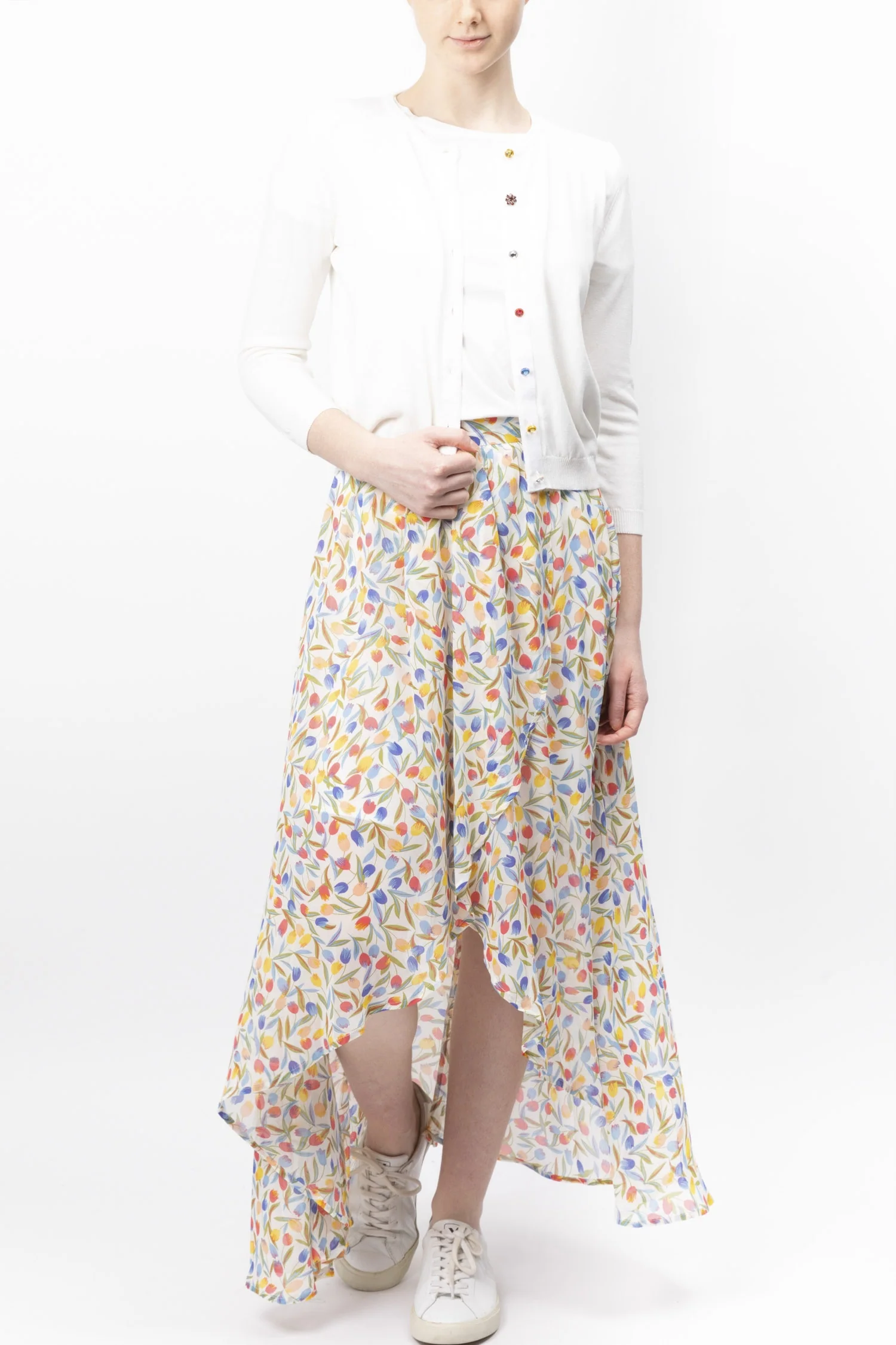Multi-coloured Button Cotton Cardigan - Image 4