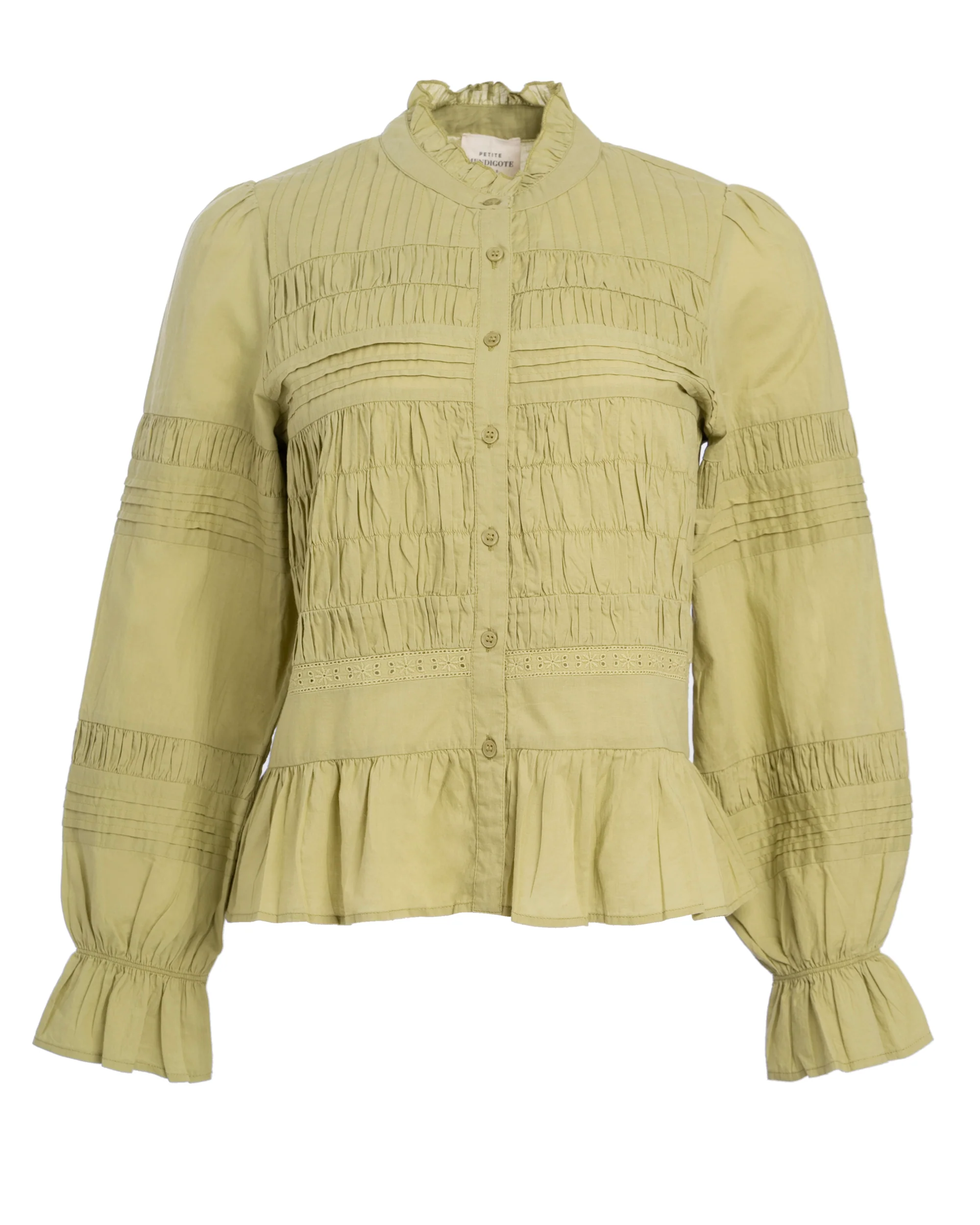 Women's Blouse 100% Cotton Poplin Fabric - Matcha