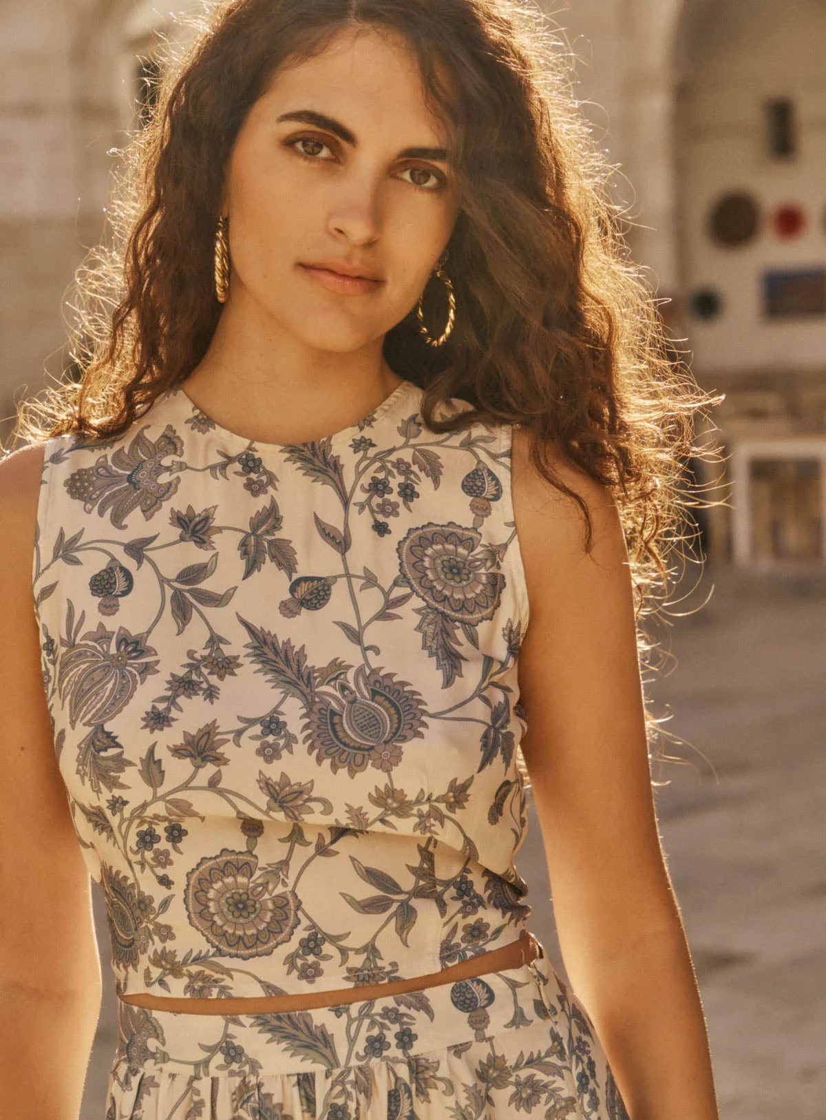 Women Lightweight Sleeveless Blouse Chiffon - Ecru - Image 3