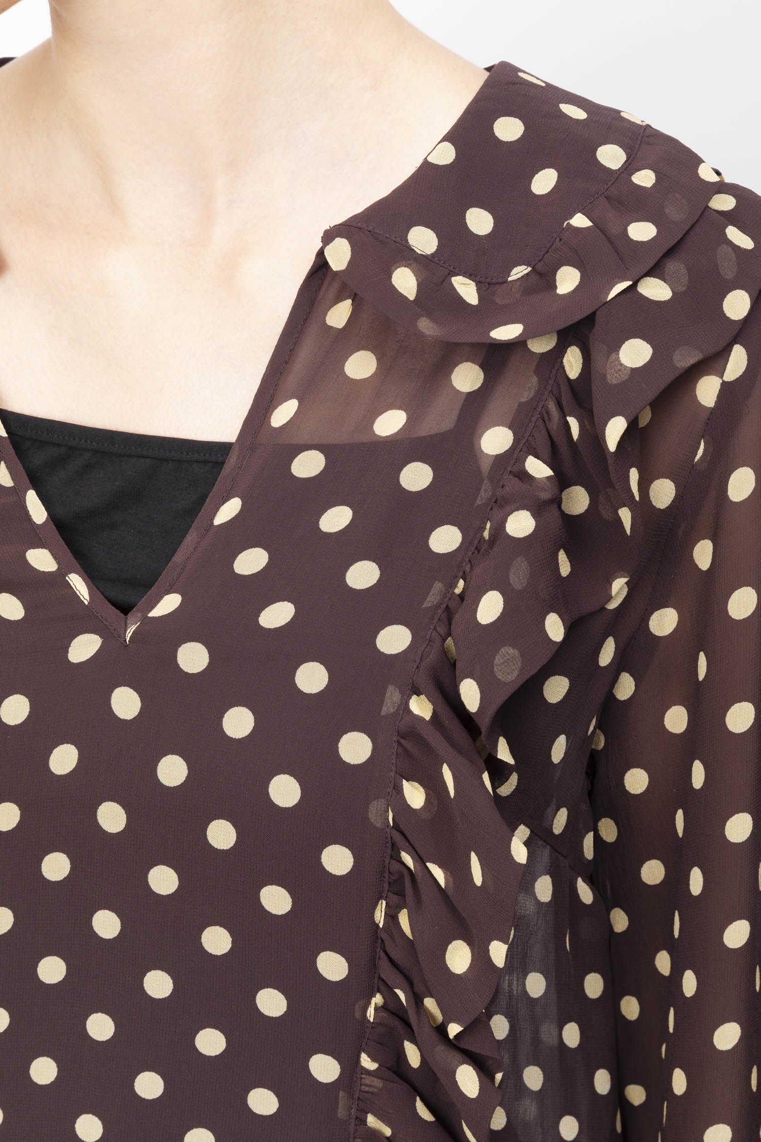 Polka Dot Printed Ruffle Blouse - Image 3