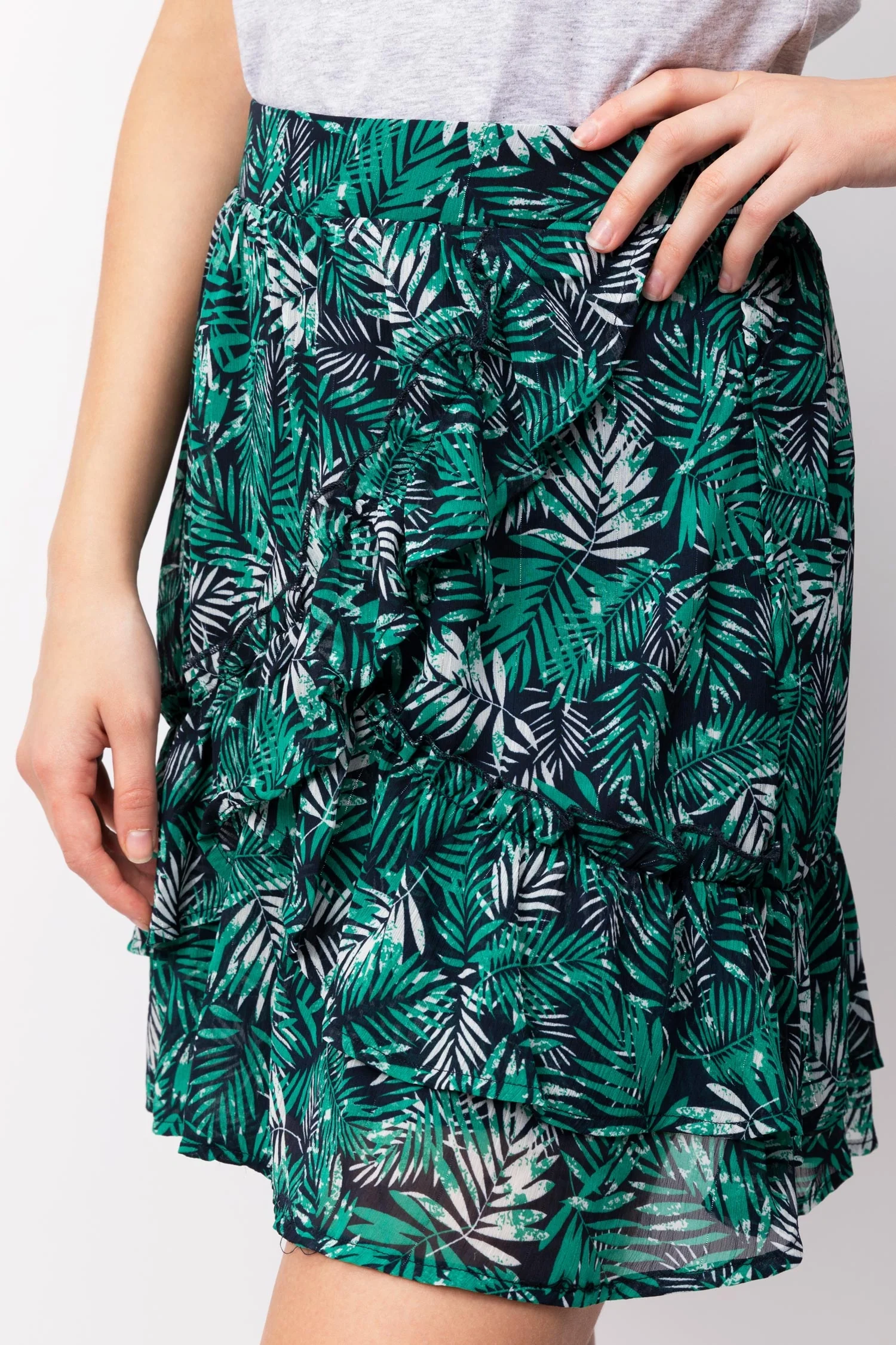 Ruffled Palm Tree Print Skirt - Image 3