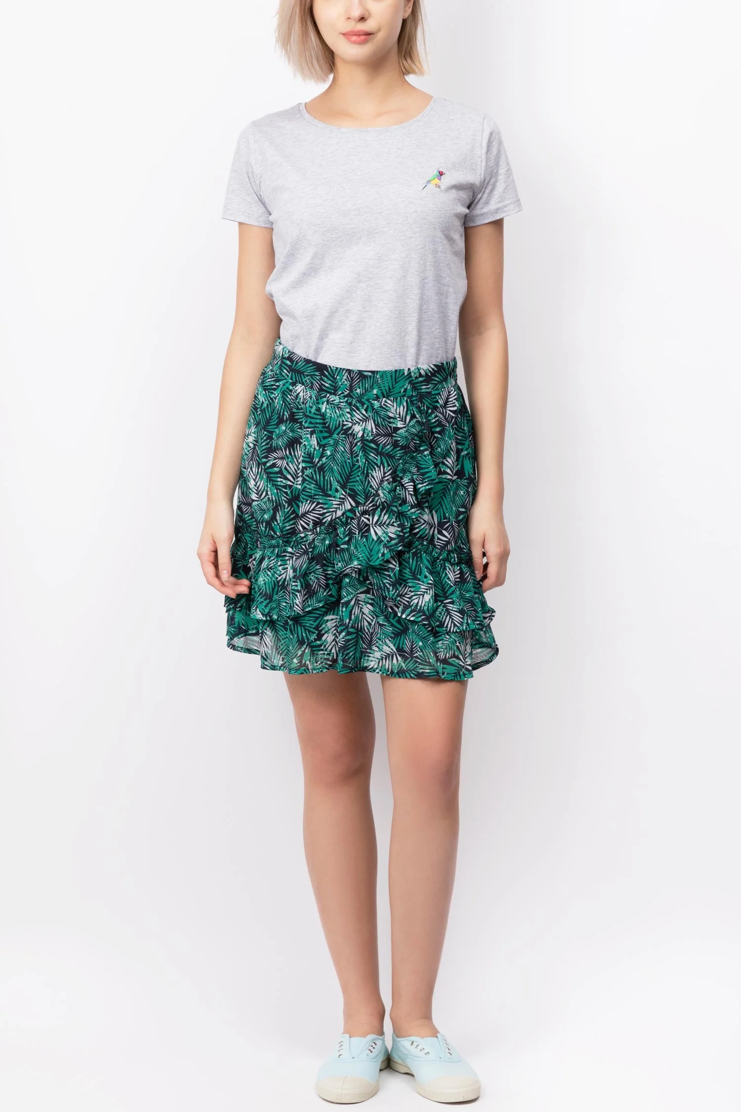 Ruffled Palm Tree Print Skirt - Image 4