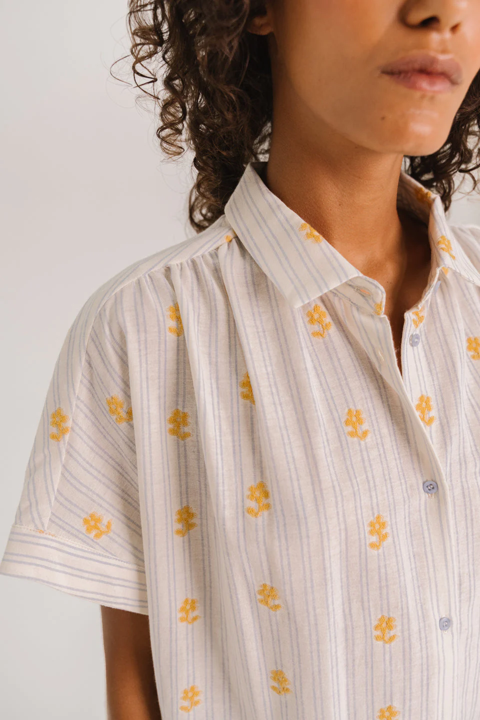 Women's Shirt 100% Cotton Poplin Fabric, Lightweight and Breathable - Blue Bleu - Image 2