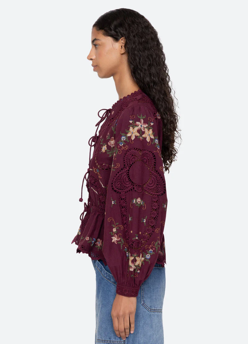 Blouse Rs26-133 Burgundy - Image 3